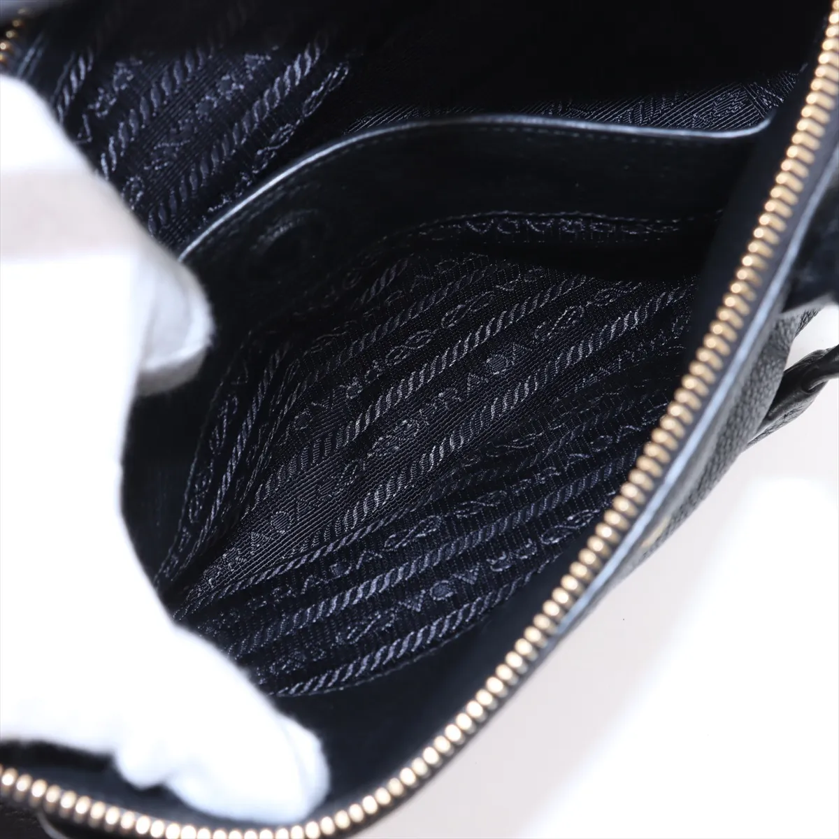 Vitello Daino Leather 2-Way Handbag, Black, 1BA111, Unsigned Guarantee Card — view 10