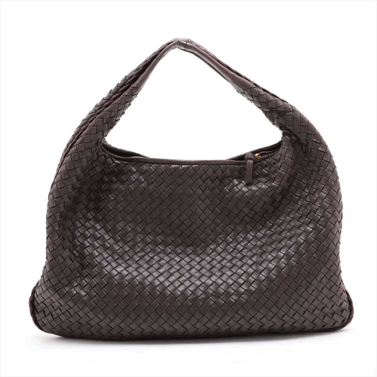 Intrecciato Hobo 115654 Leather Shoulder Bag Brown — view 2
