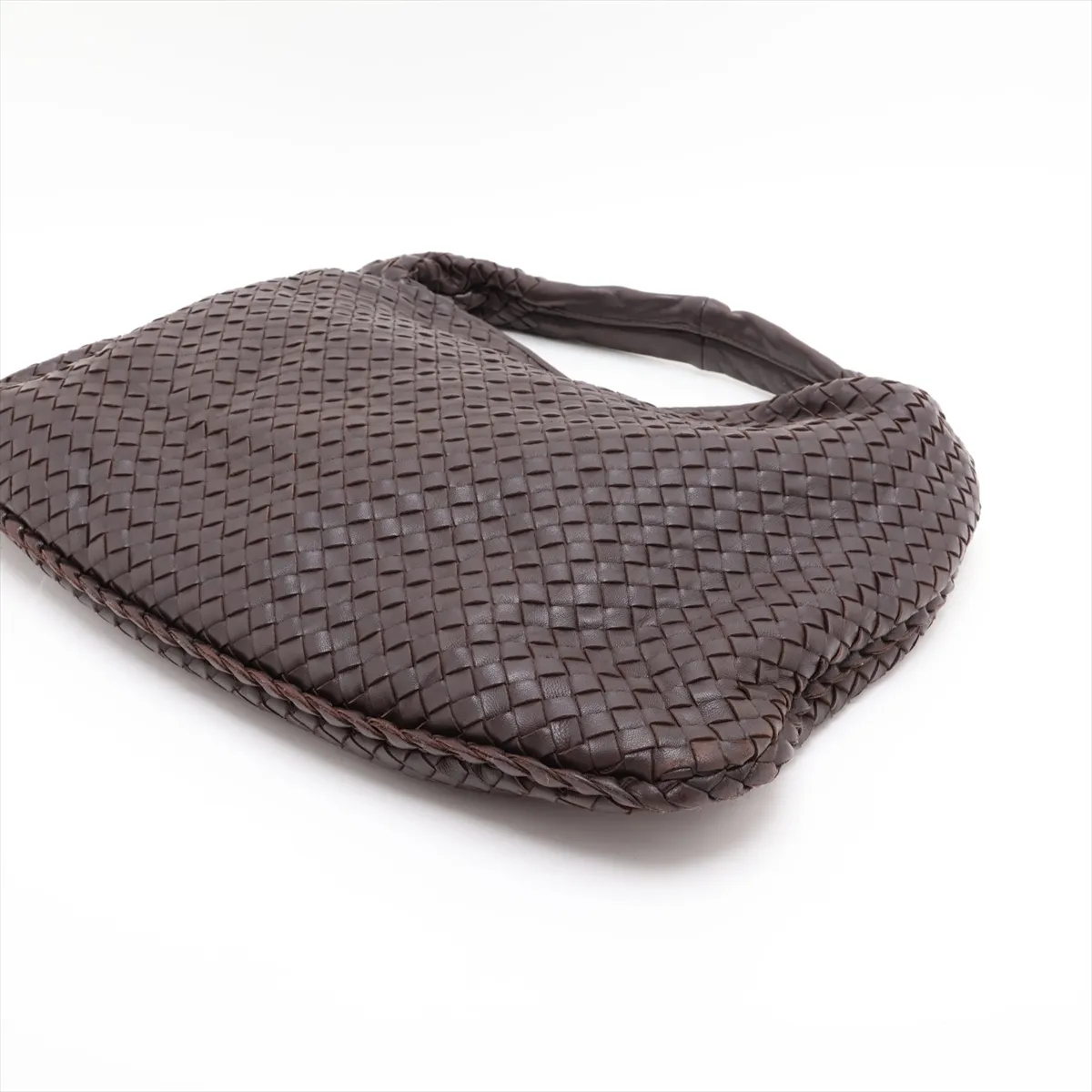 Intrecciato Hobo 115654 Leather Shoulder Bag Brown — view 3