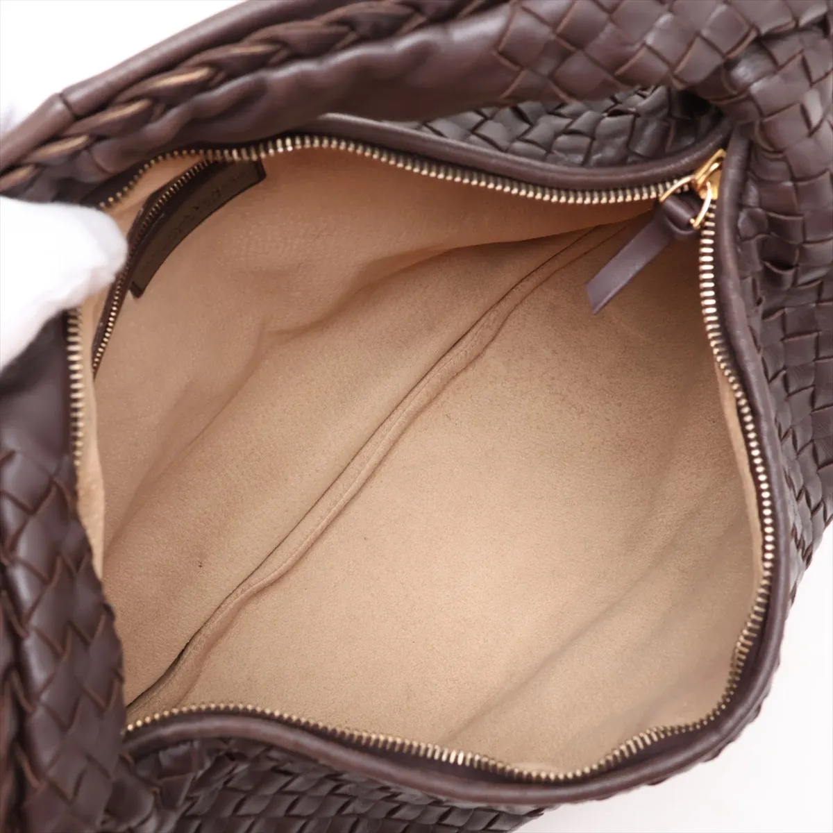 Intrecciato Hobo 115654 Leather Shoulder Bag Brown — view 7