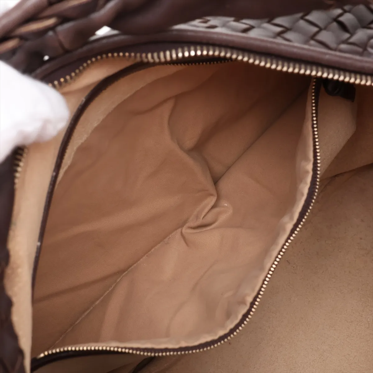 Intrecciato Hobo 115654 Leather Shoulder Bag Brown — view 8