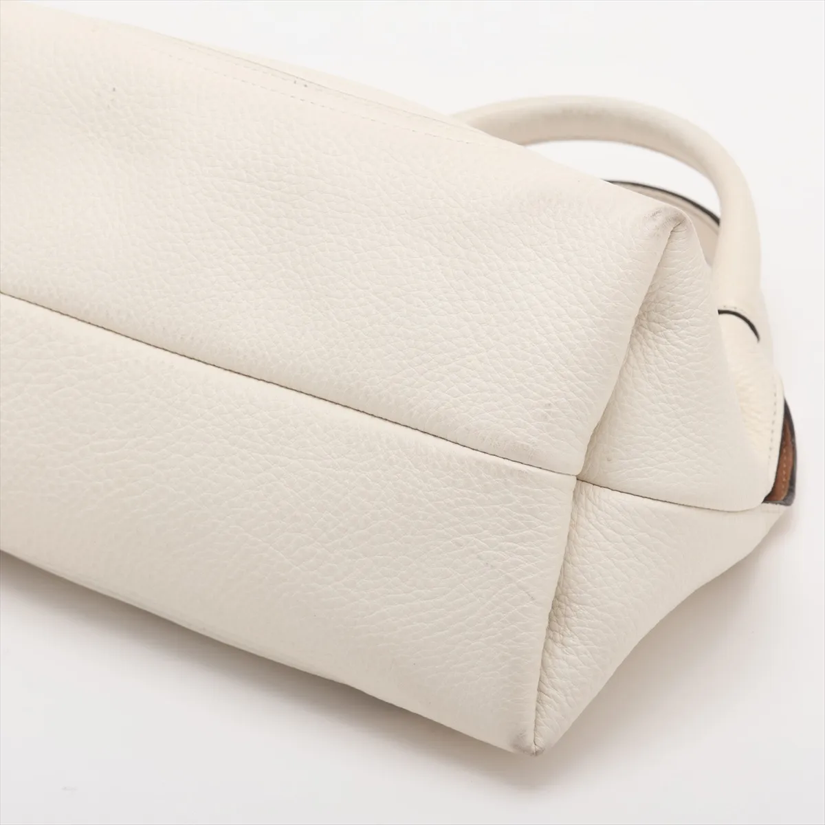 Soft Bit Leather Handbag, Beige, 837467 — view 3