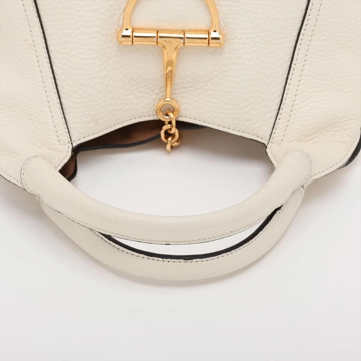 Soft Bit Leather Handbag, Beige, 837467 — view 5