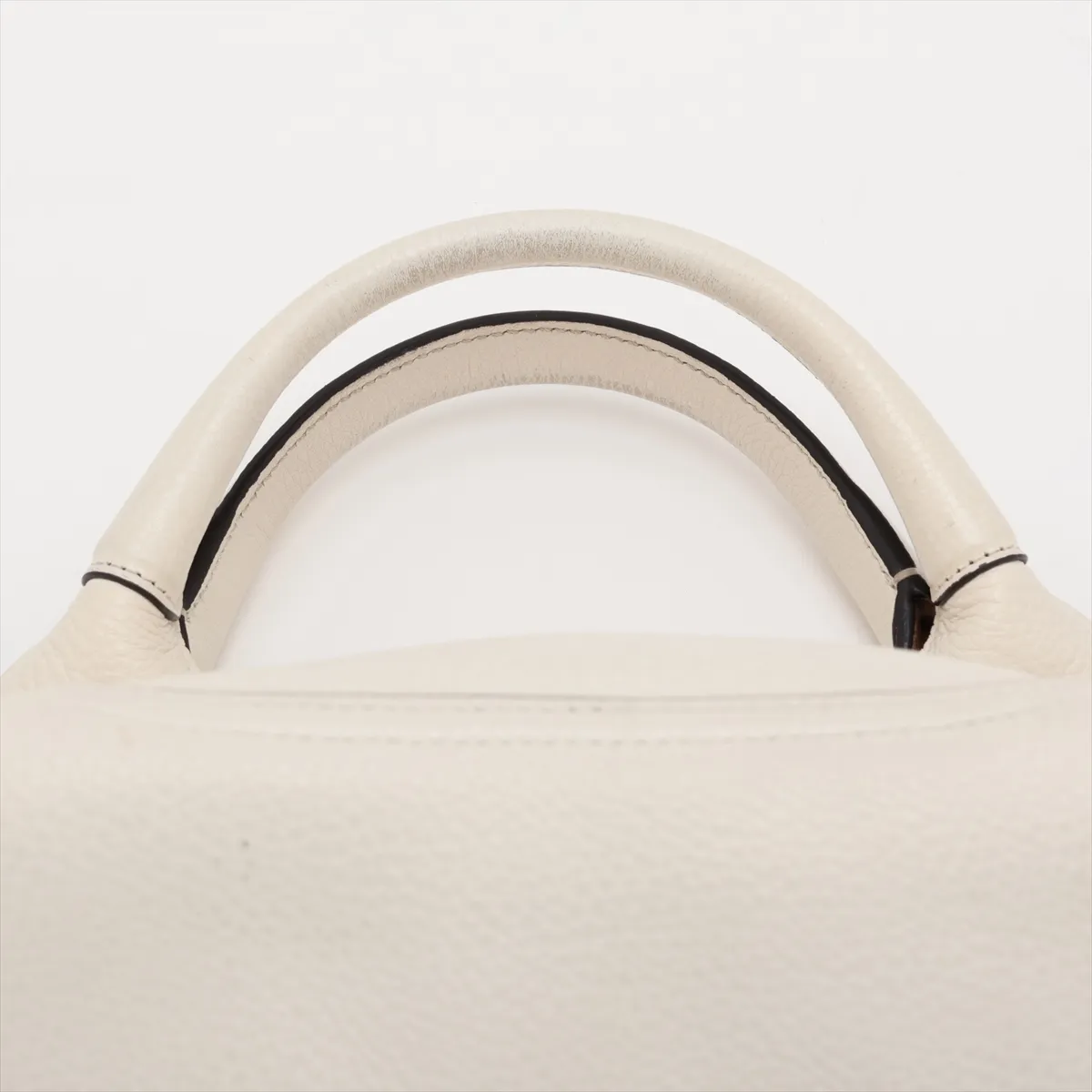 Soft Bit Leather Handbag, Beige, 837467 — view 6