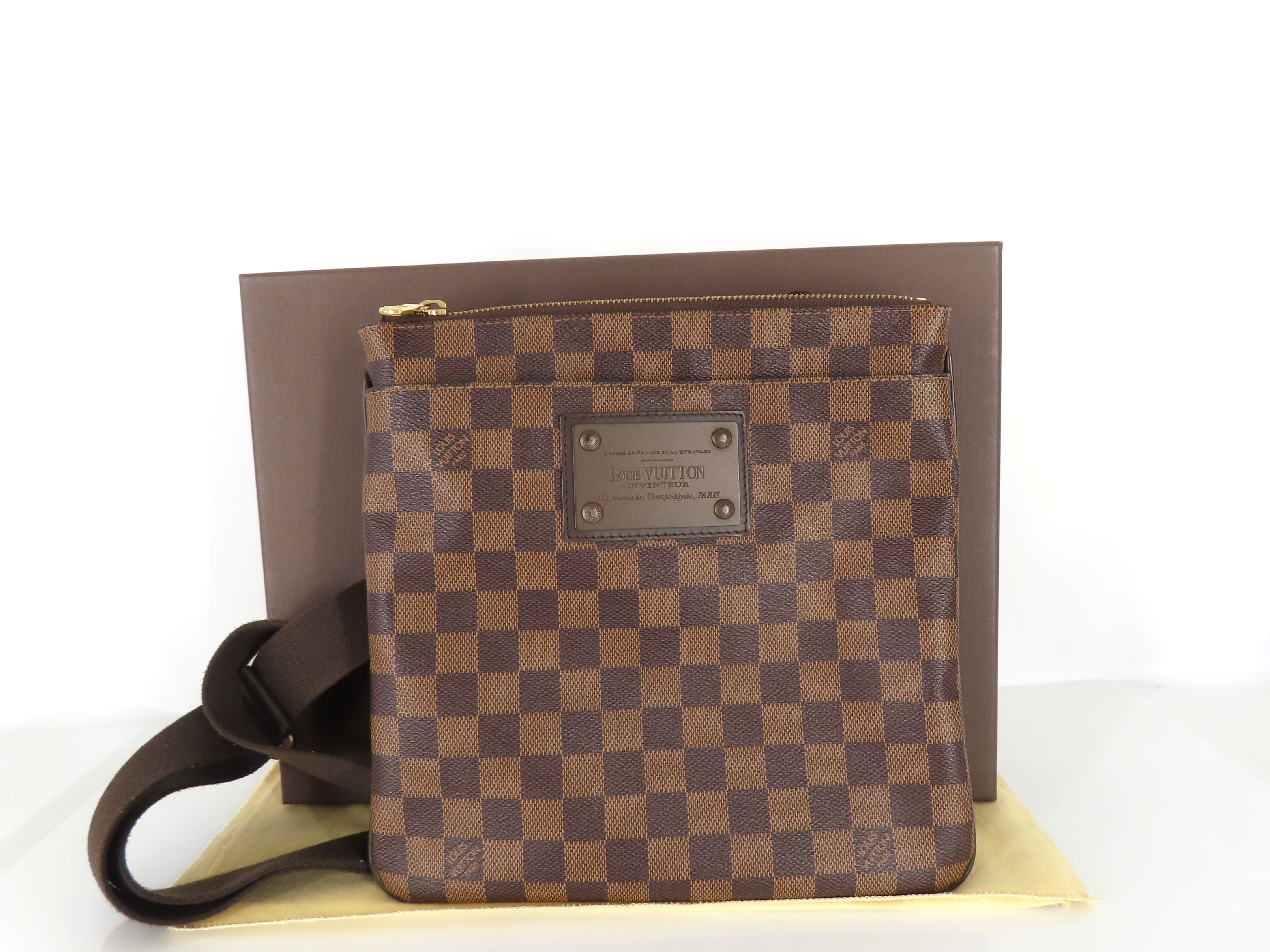 Damier Pochette Plat Brooklyn N41100 RI4173 Brown Shoulder Bag