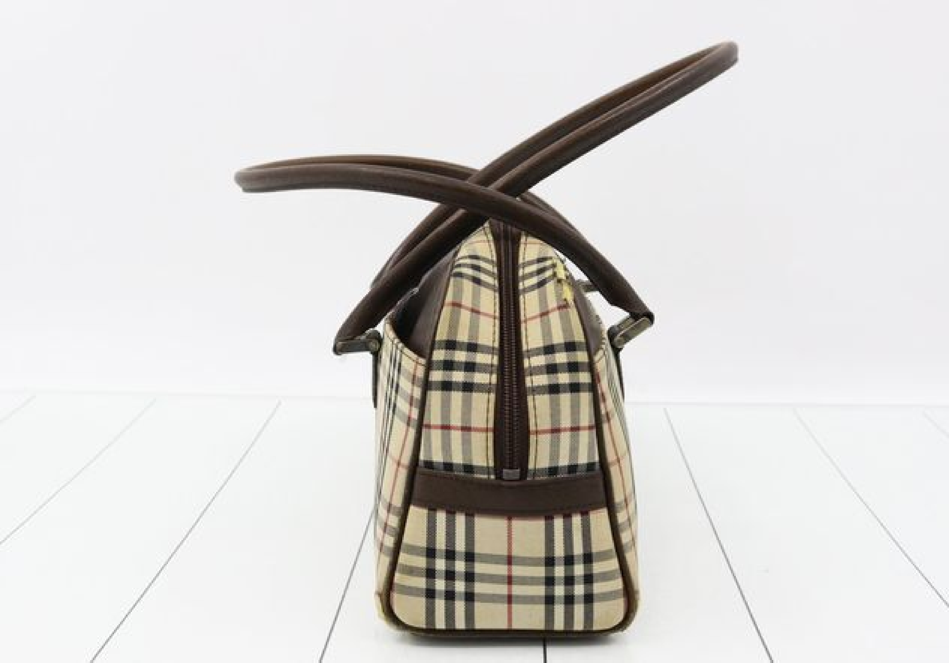 Nova Check Canvas/Leather Semi-Handbag — view 2