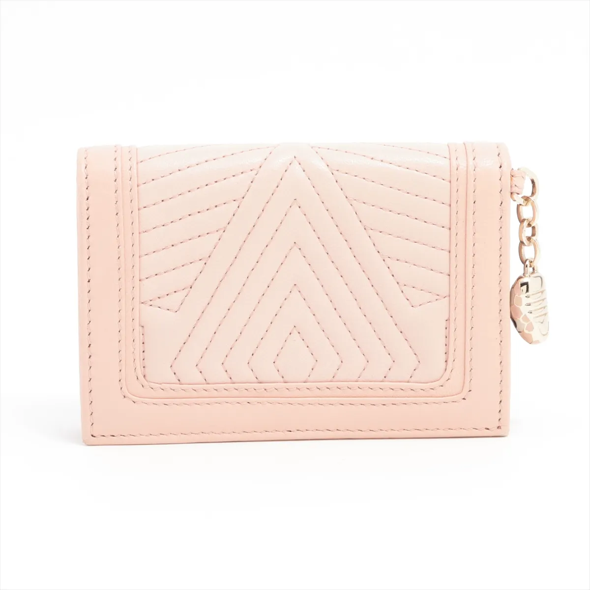 Serpenti Leather Card Case Pink — view 2