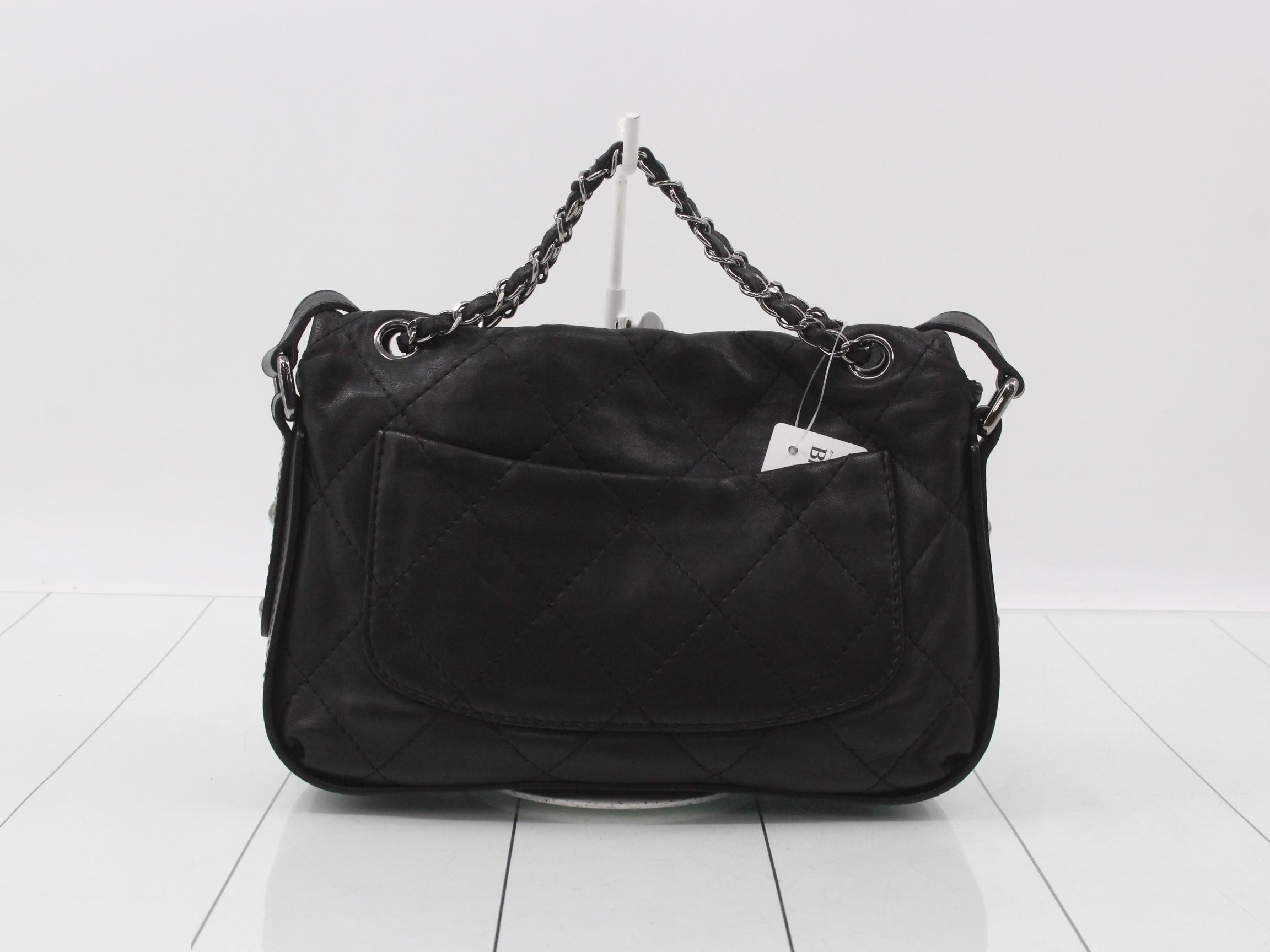 Wild Stitch Double Chain Bag, 2-Way, Lambskin, Black, Silver Hardware, Serial Number 15, W29 — view 2