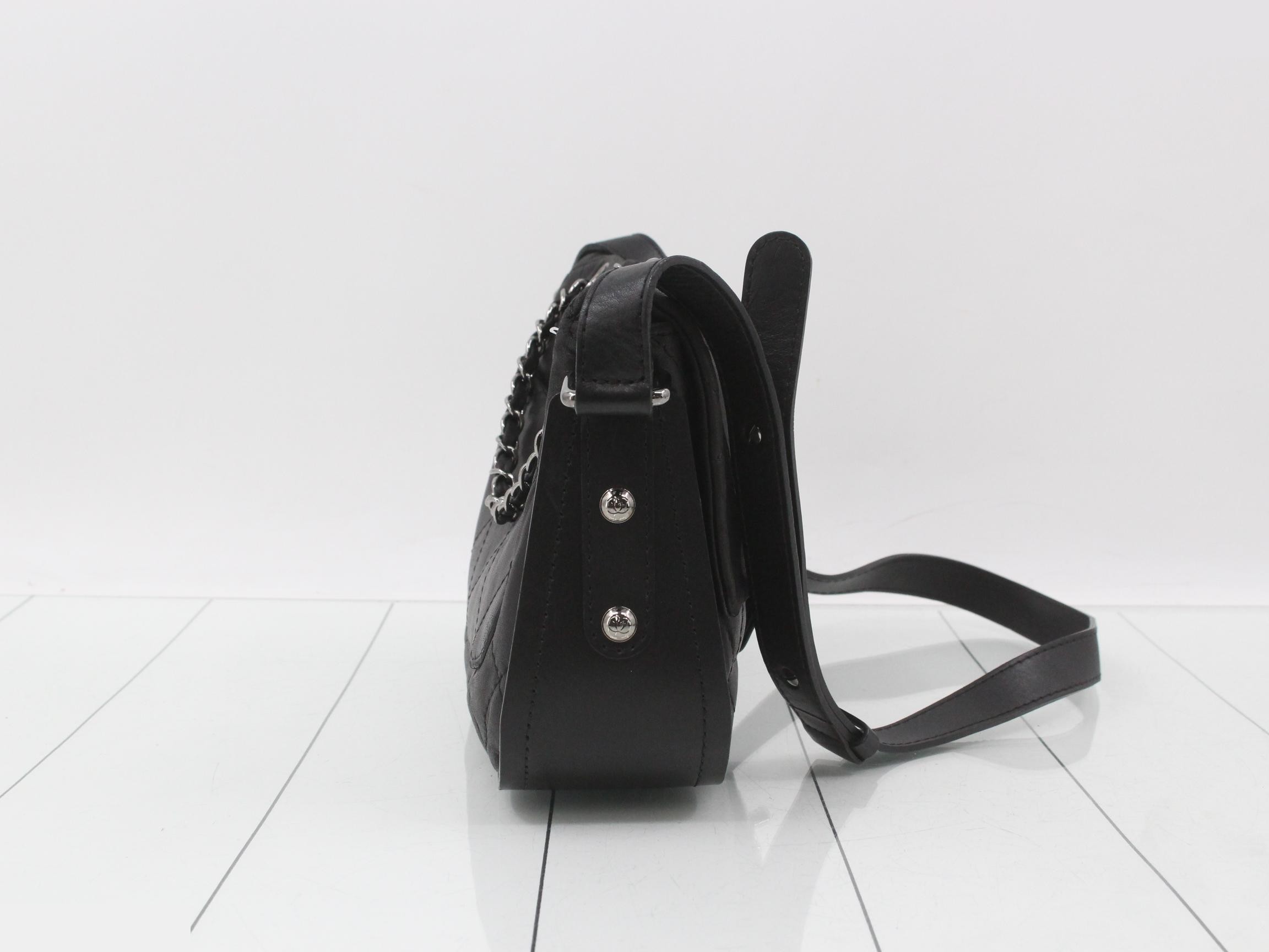 Wild Stitch Double Chain Bag, 2-Way, Lambskin, Black, Silver Hardware, Serial Number 15, W29 — view 4