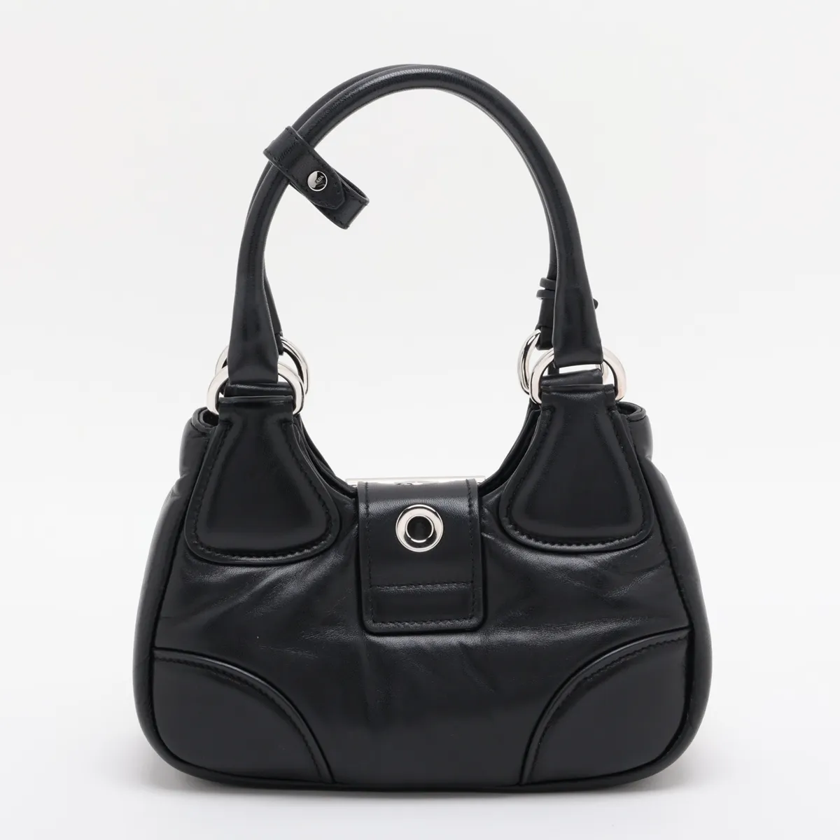 Moon Leather Handbag, Black — view 2