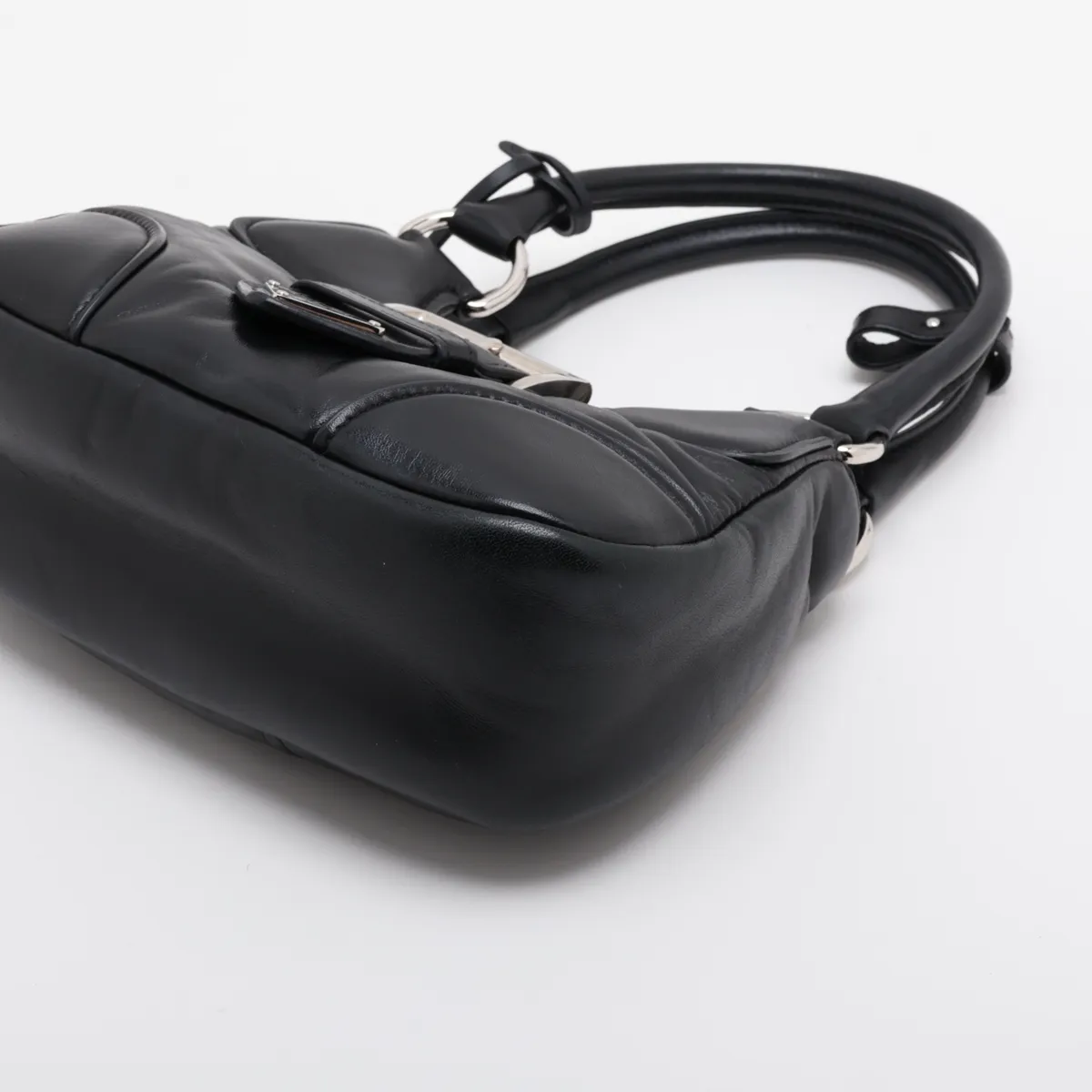 Moon Leather Handbag, Black — view 3
