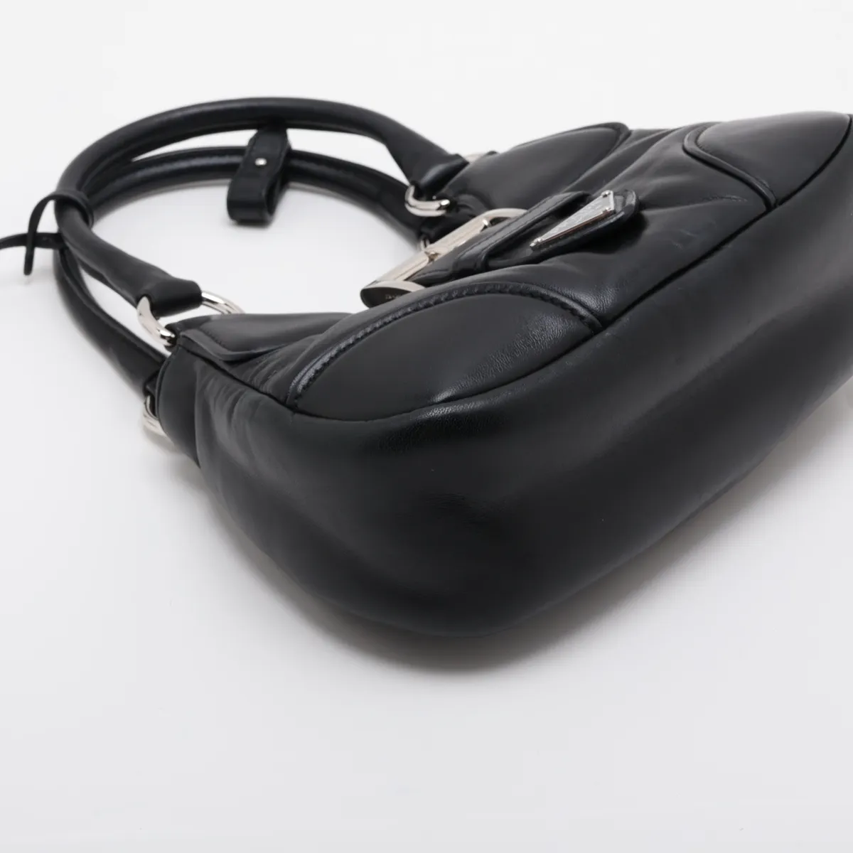 Moon Leather Handbag, Black — view 4