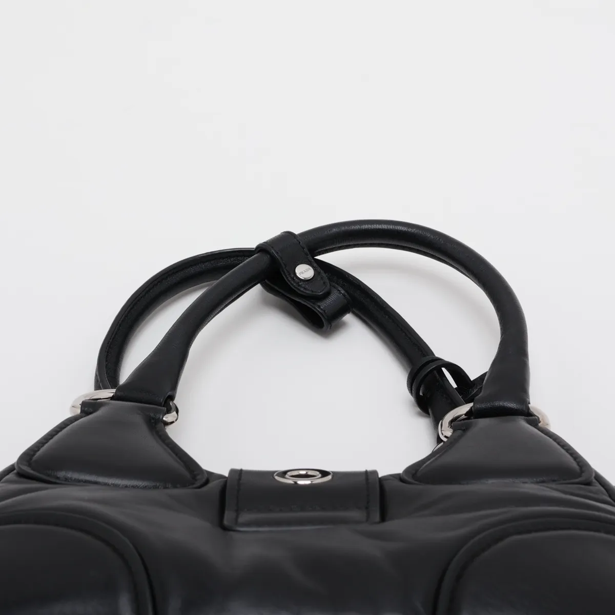 Moon Leather Handbag, Black — view 6