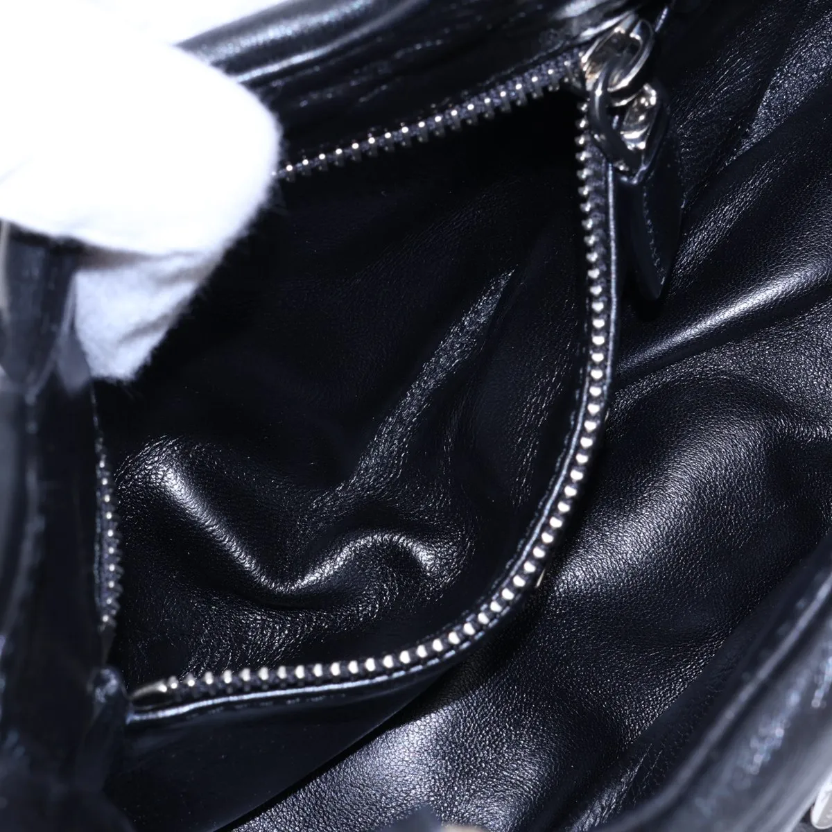 Moon Leather Handbag, Black — view 8