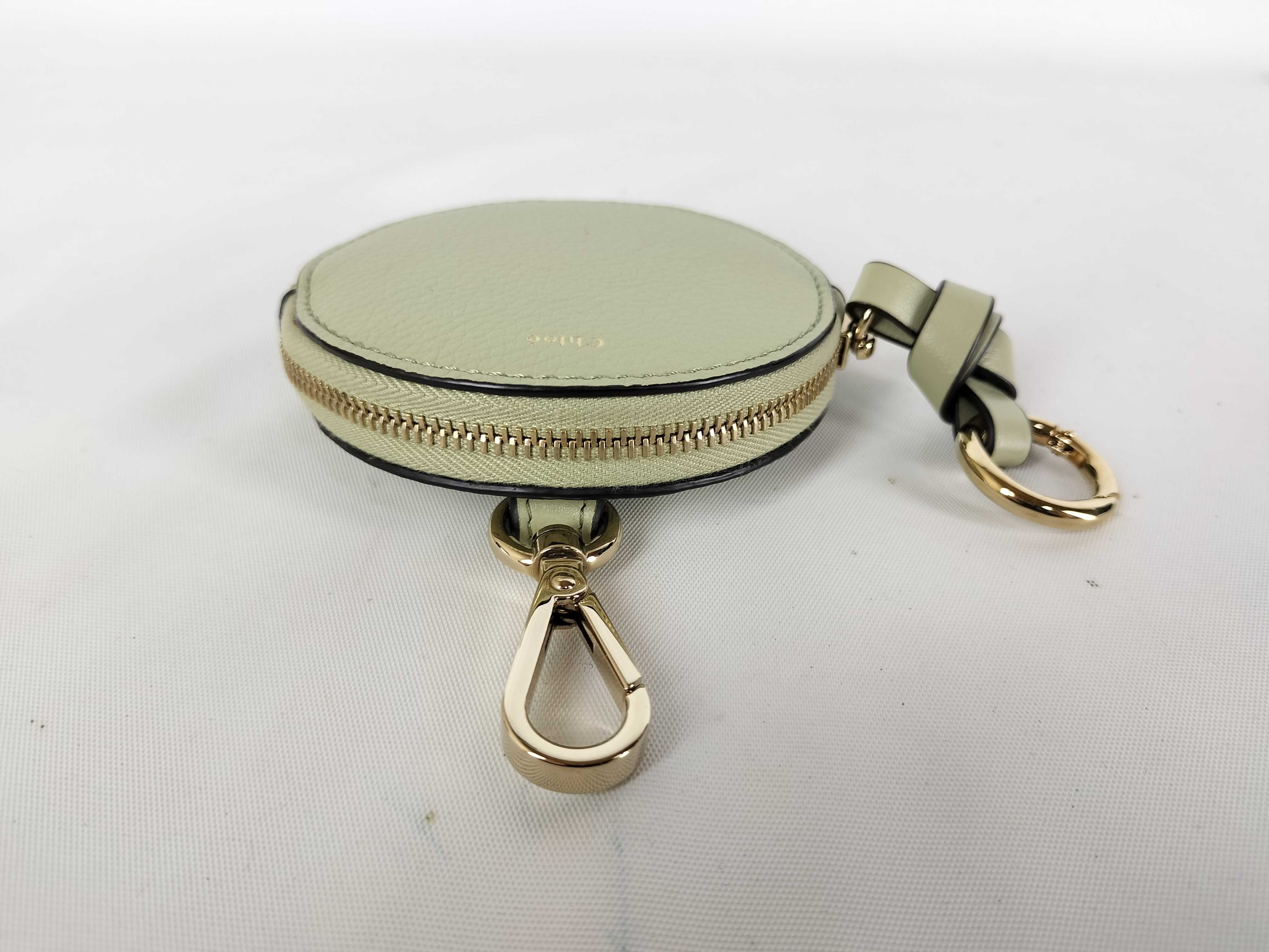 leather round zipper coin case with box. — view 4