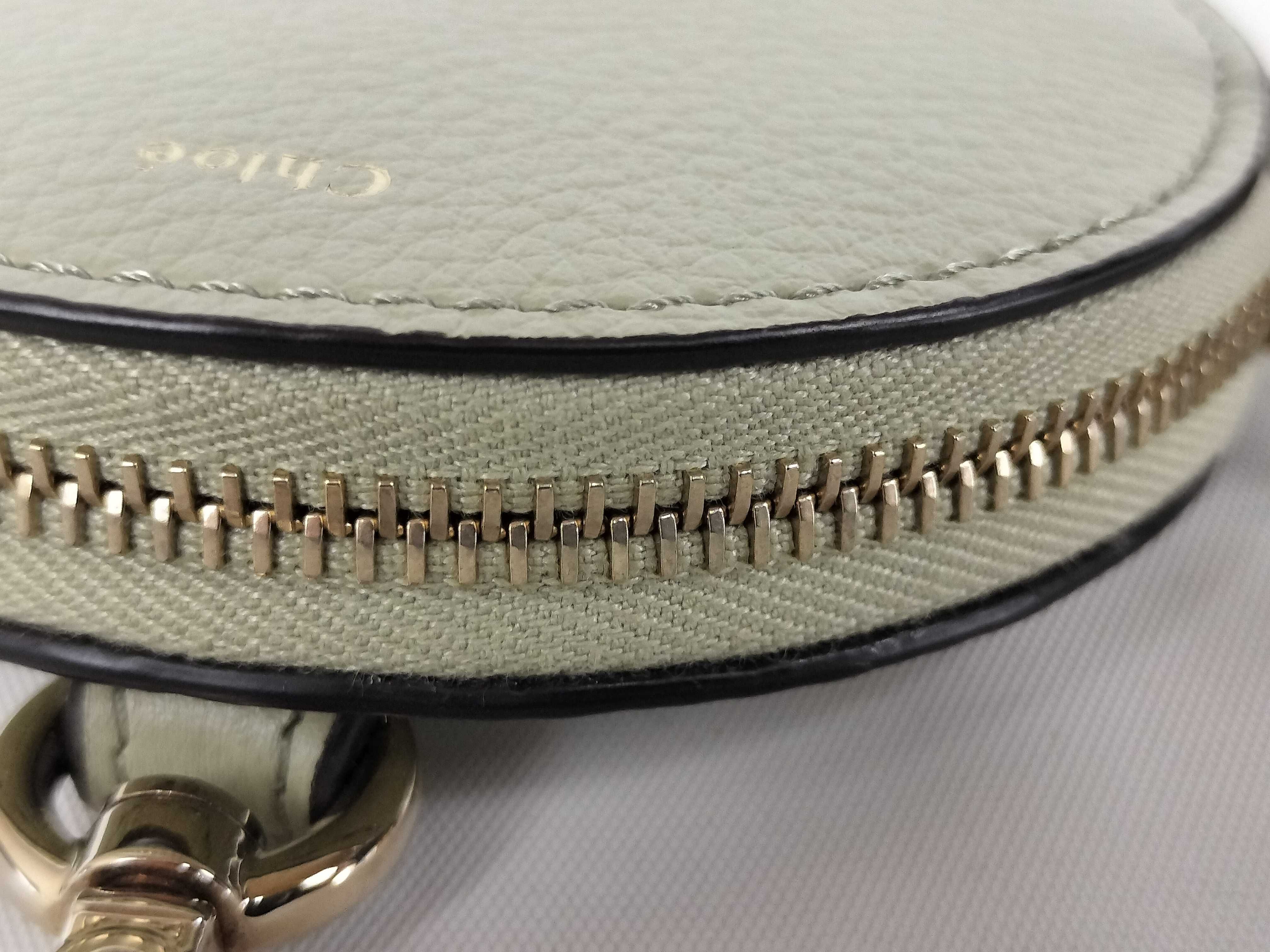 leather round zipper coin case with box. — view 6
