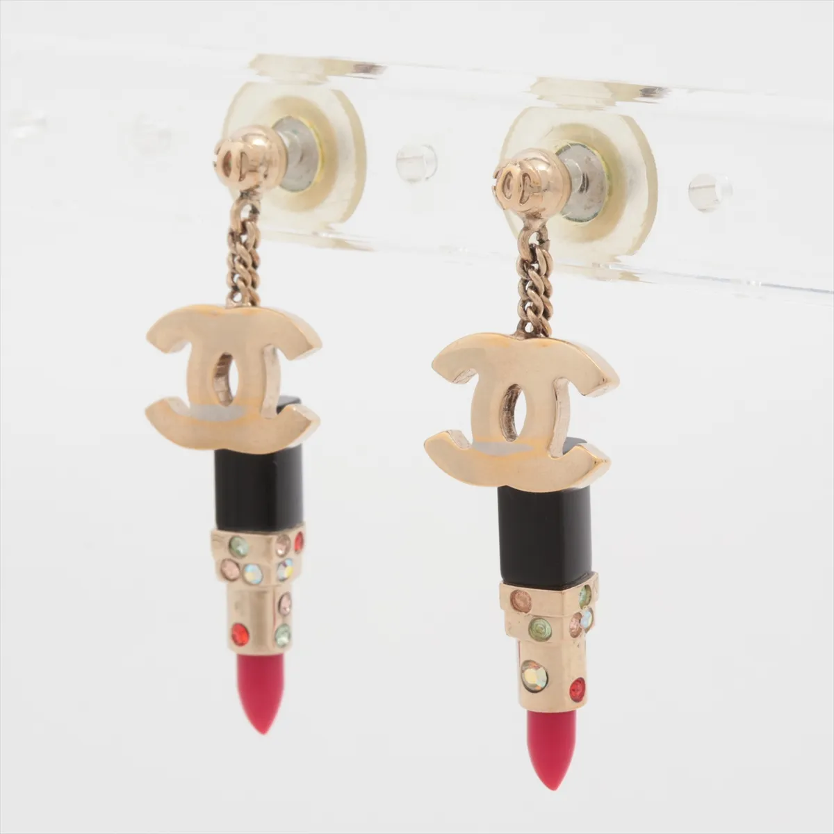 Coco Mark 05P Earrings (Pair) Resin x GP x Rhinestones — view 3