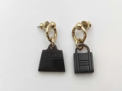 Black Resin GP Hardware Amulet Earrings