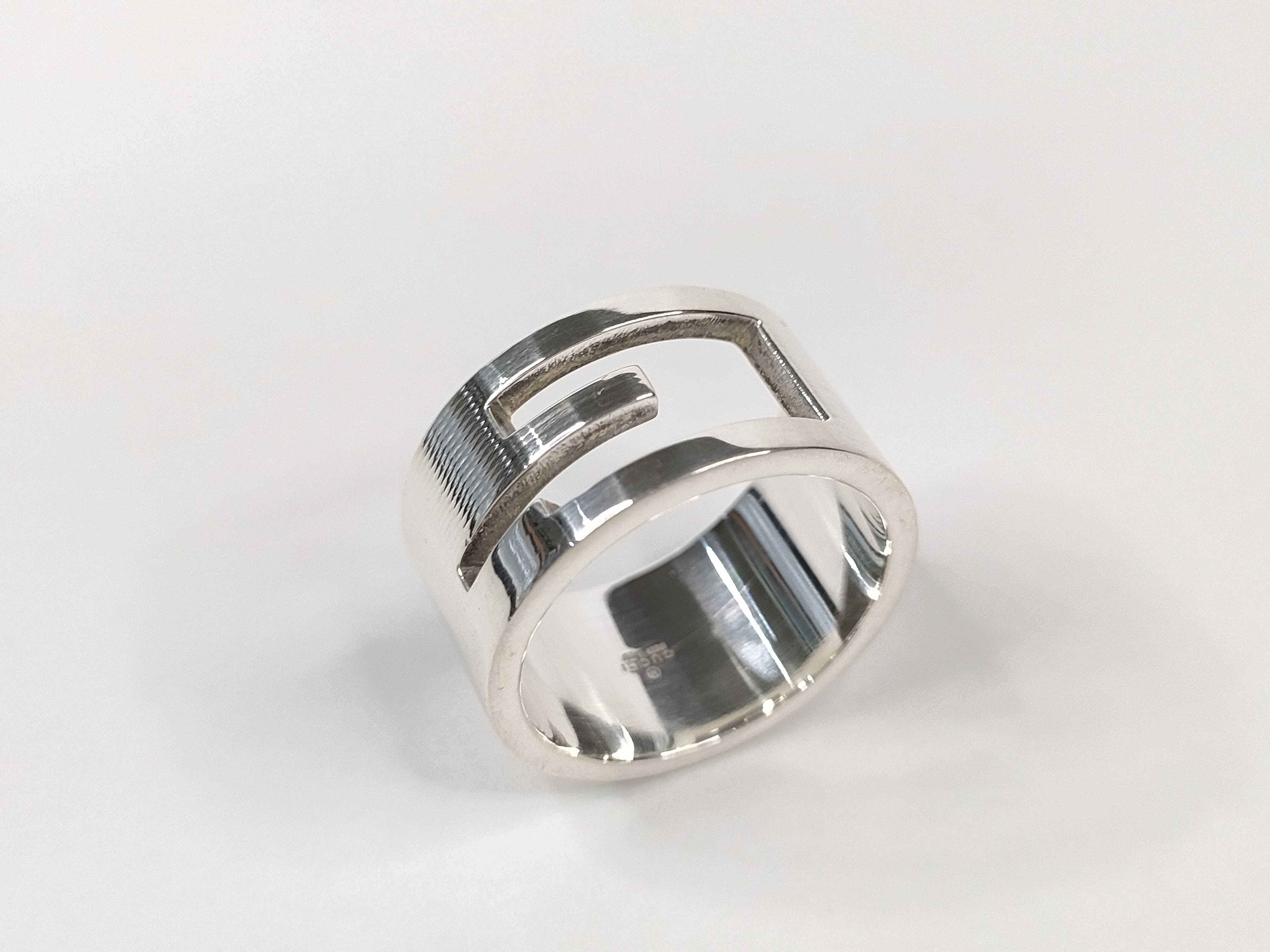 ring, branded G cutout G, 925 sterling silver, size 18, 12g. — view 7