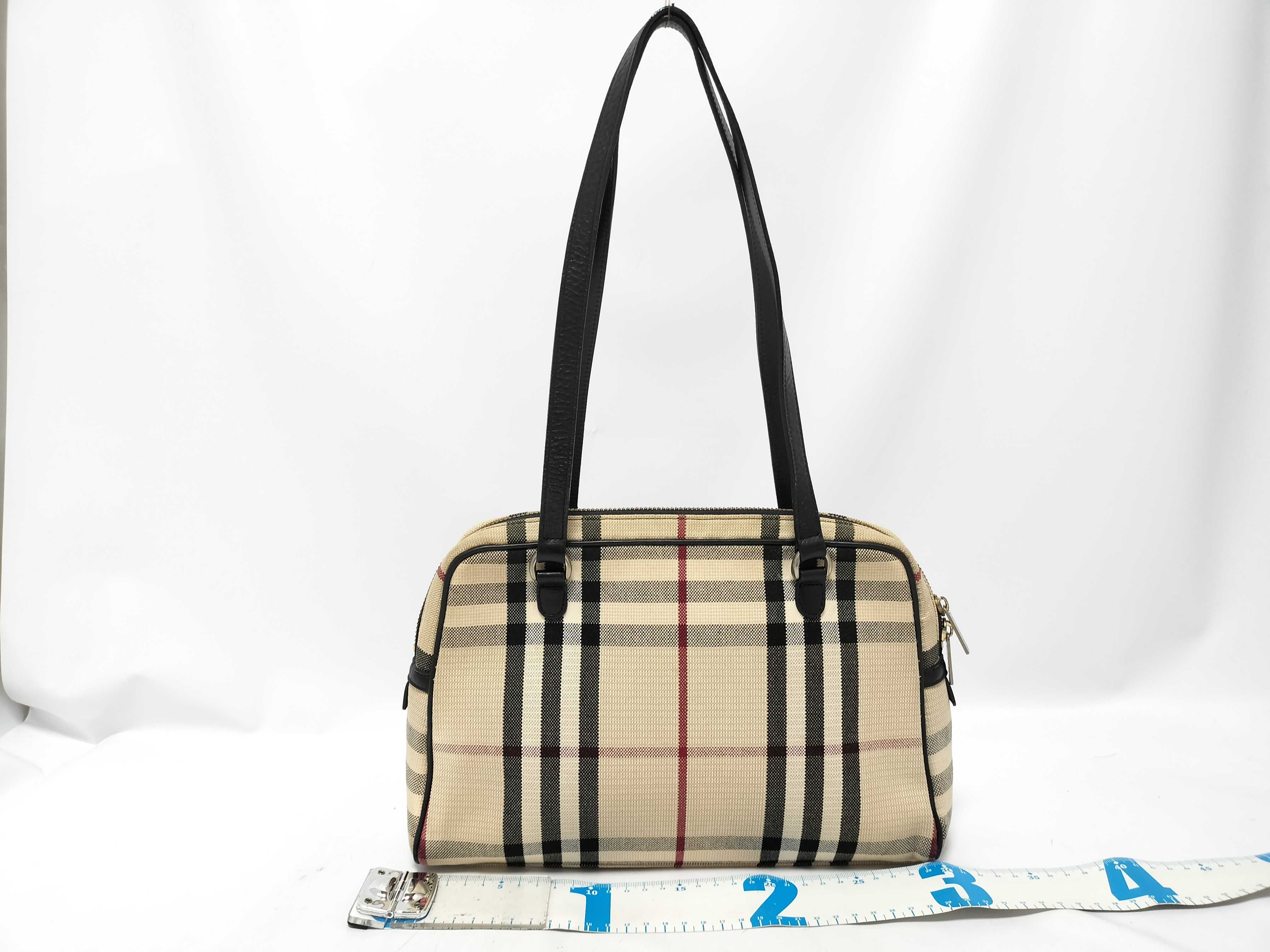 handbag, beige check pattern — view 2