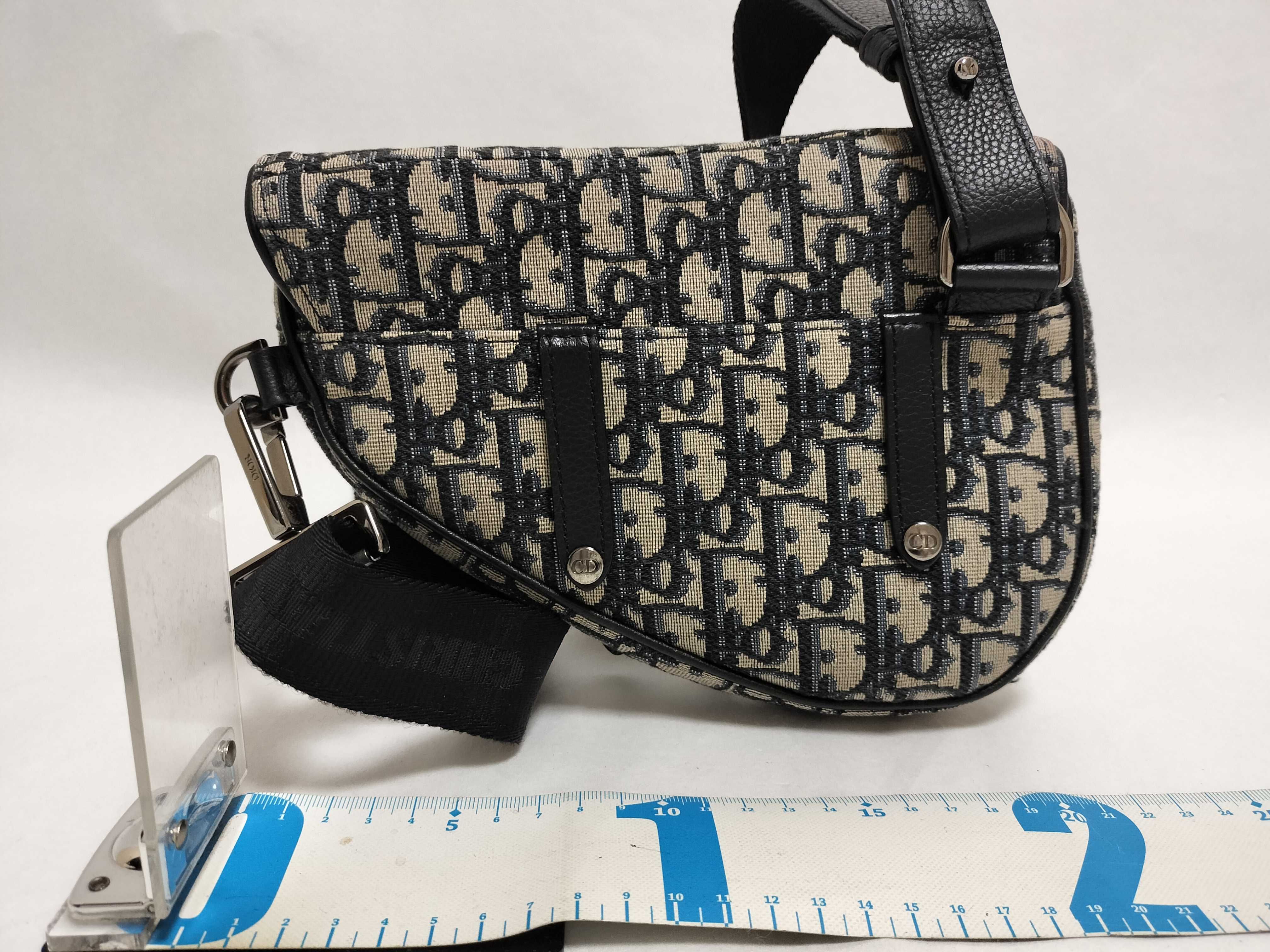Trotter Dior Oblique Saddle Shoulder Bag Canvas x Leather Beige x Black Shoulder Bag — view 2