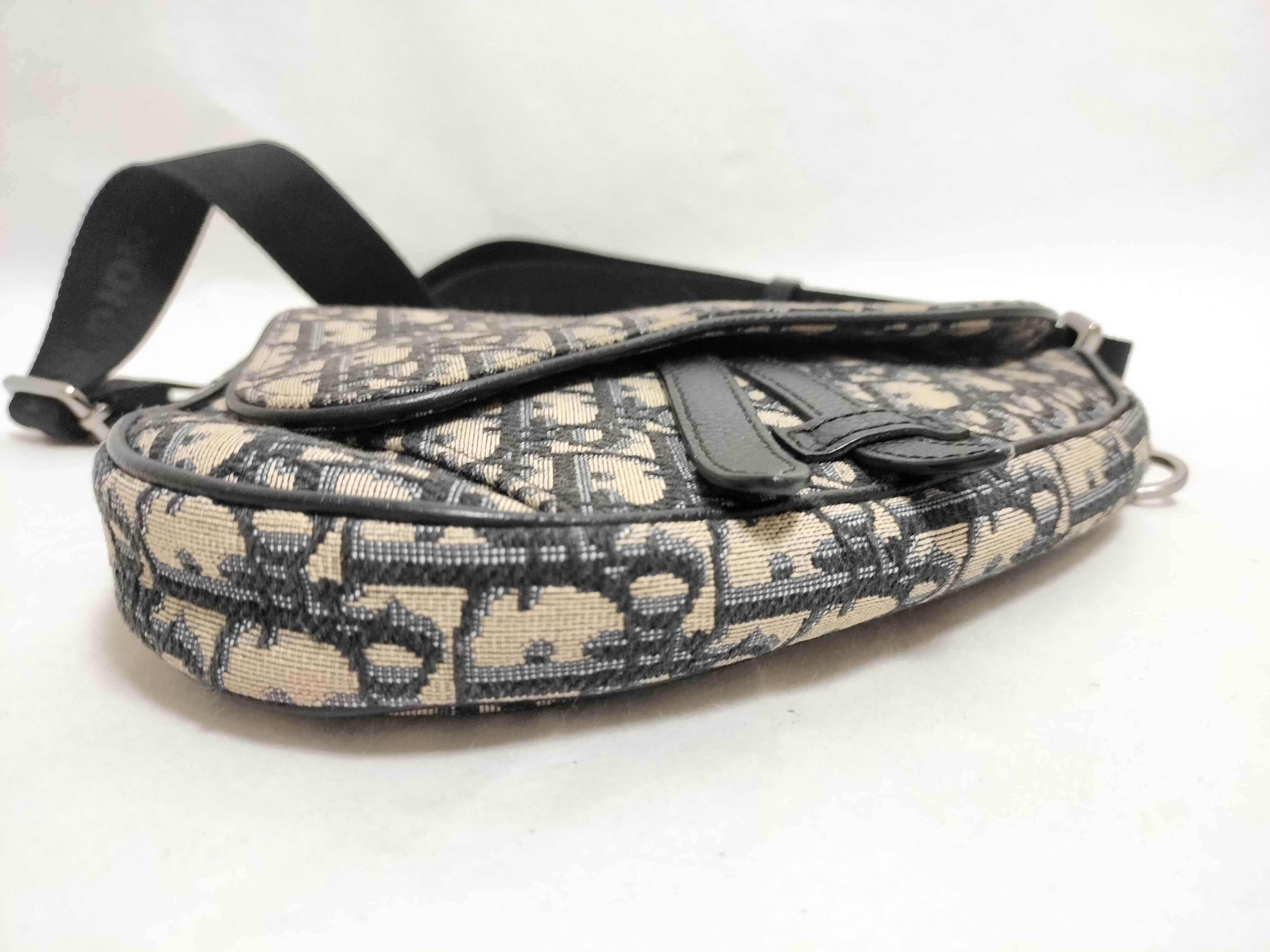 Trotter Dior Oblique Saddle Shoulder Bag Canvas x Leather Beige x Black Shoulder Bag — view 7