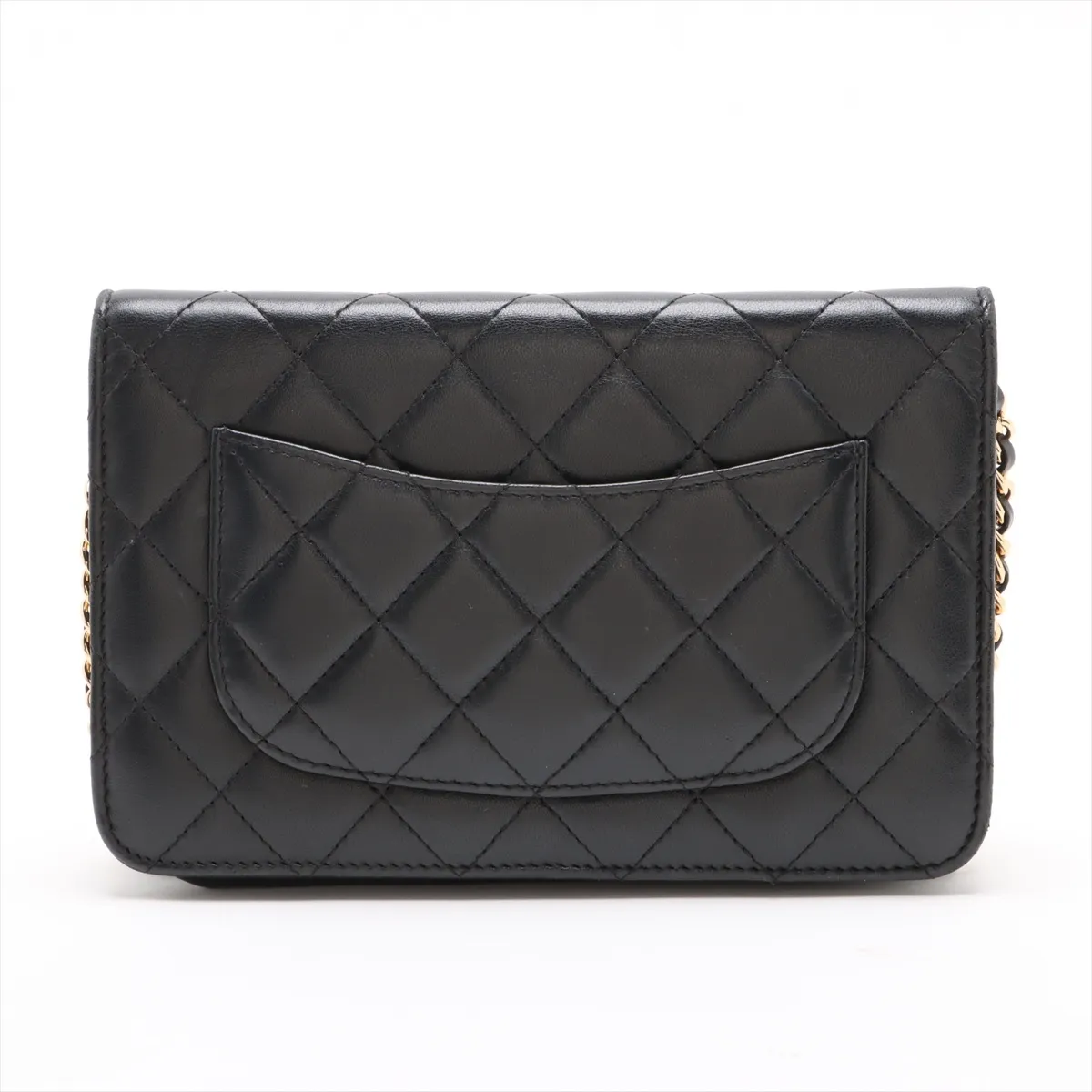 Matelassé Lambskin Chain Wallet, Black with Gold Hardware, 26123770, Serial Number 26 — view 2