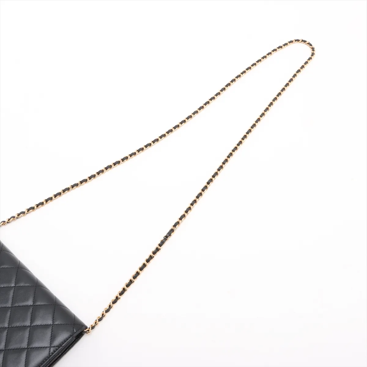 Matelassé Lambskin Chain Wallet, Black with Gold Hardware, 26123770, Serial Number 26 — view 5