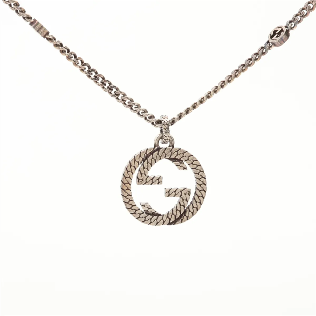 Interlocking G Necklace, 925 Sterling Silver, 14.7g, Shows signs of wear, — view 2