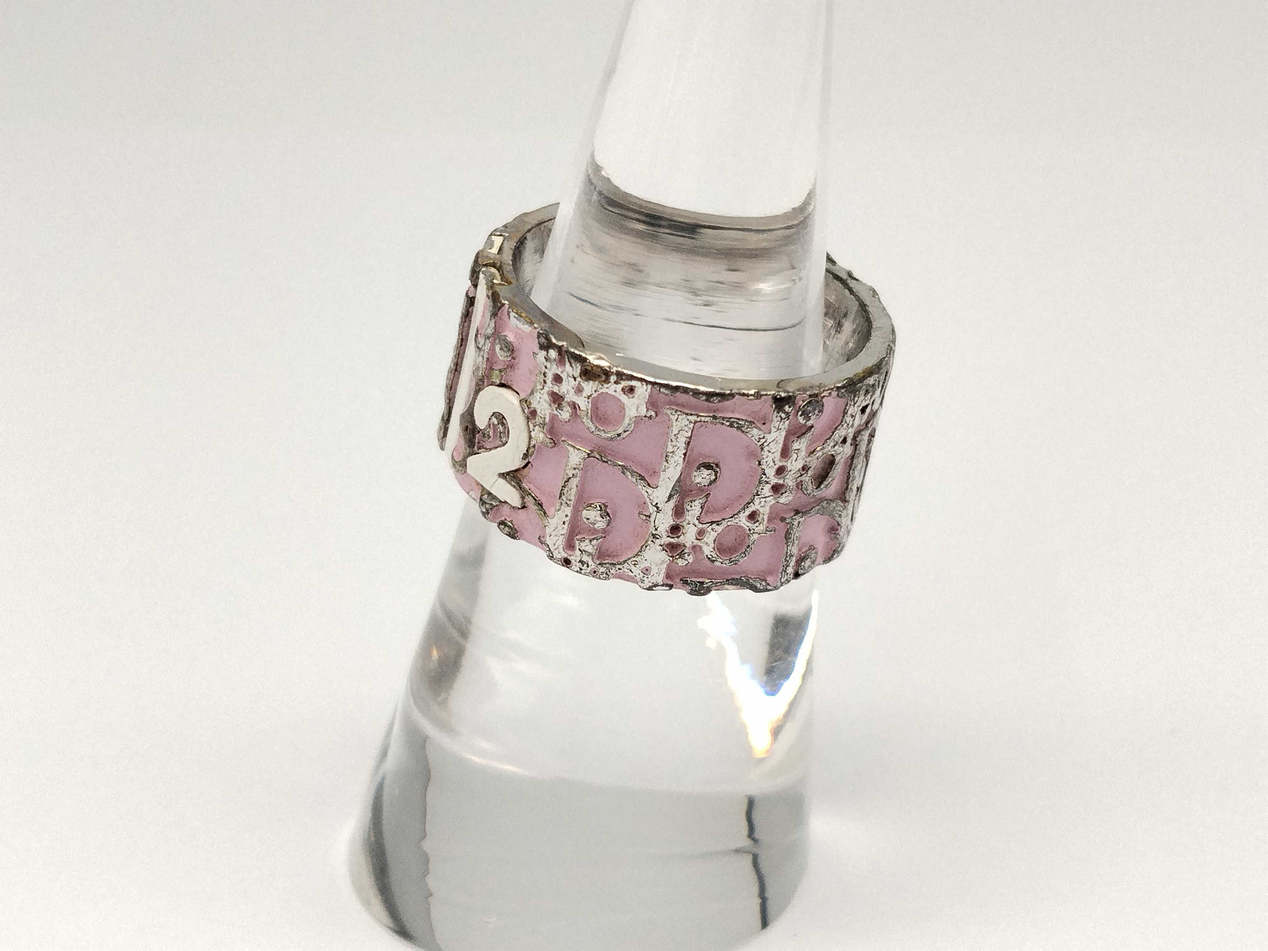 Trotter Line Number 2 Logo Pink White Silver Ring — view 2