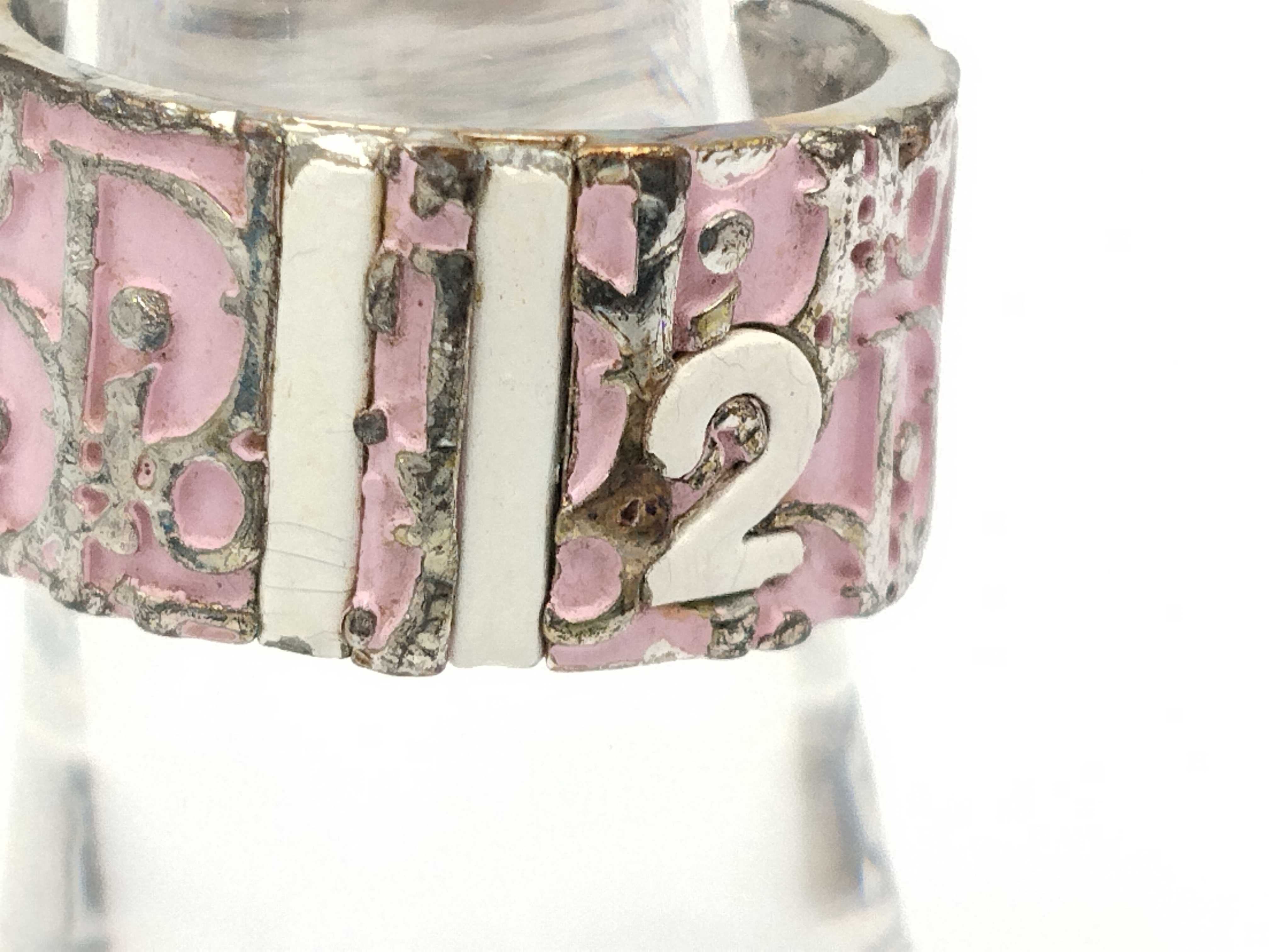 Trotter Line Number 2 Logo Pink White Silver Ring — view 5