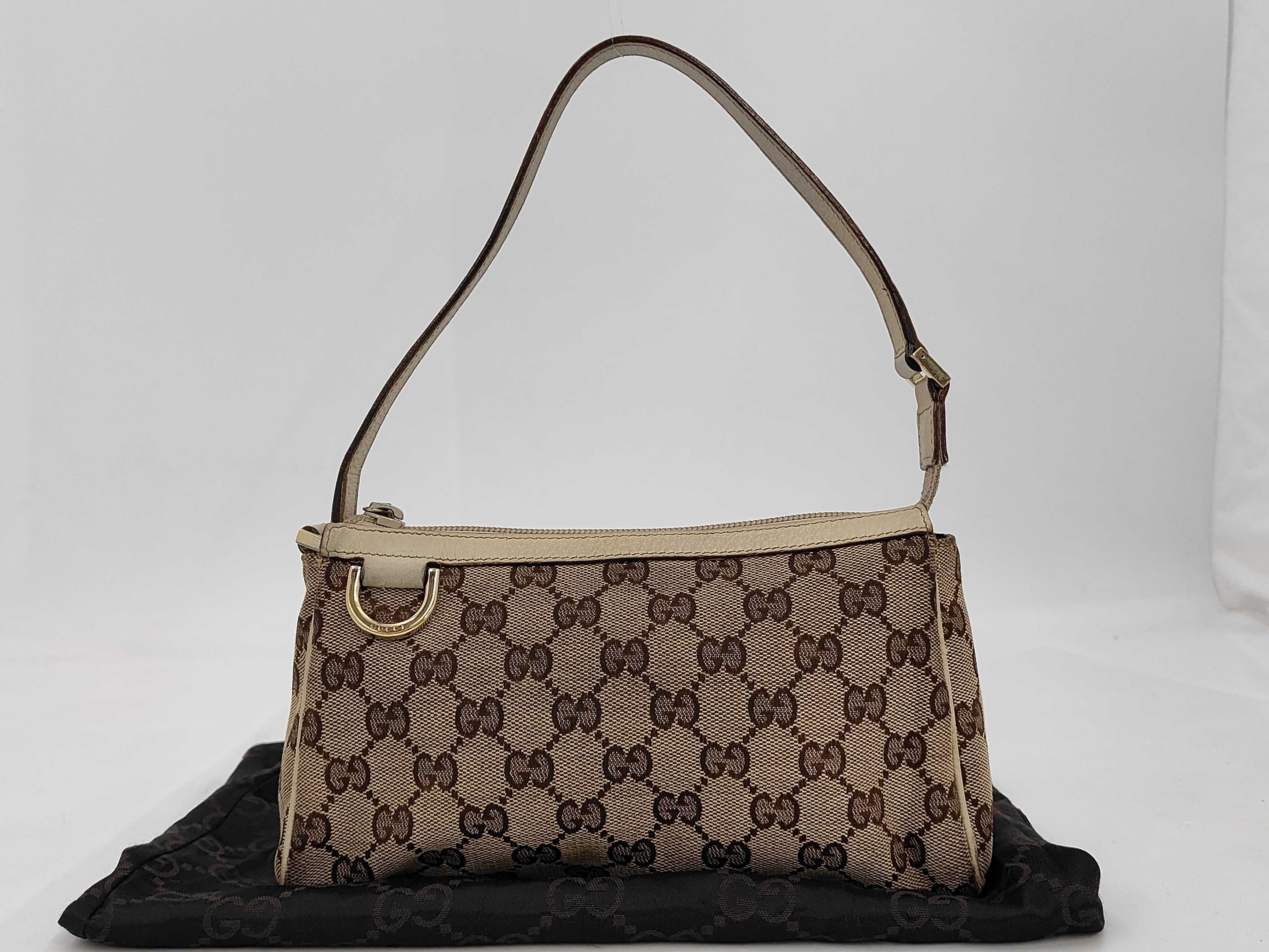 HK-145750 002058 GG Canvas Leather Handbag Beige Shoulder Bag