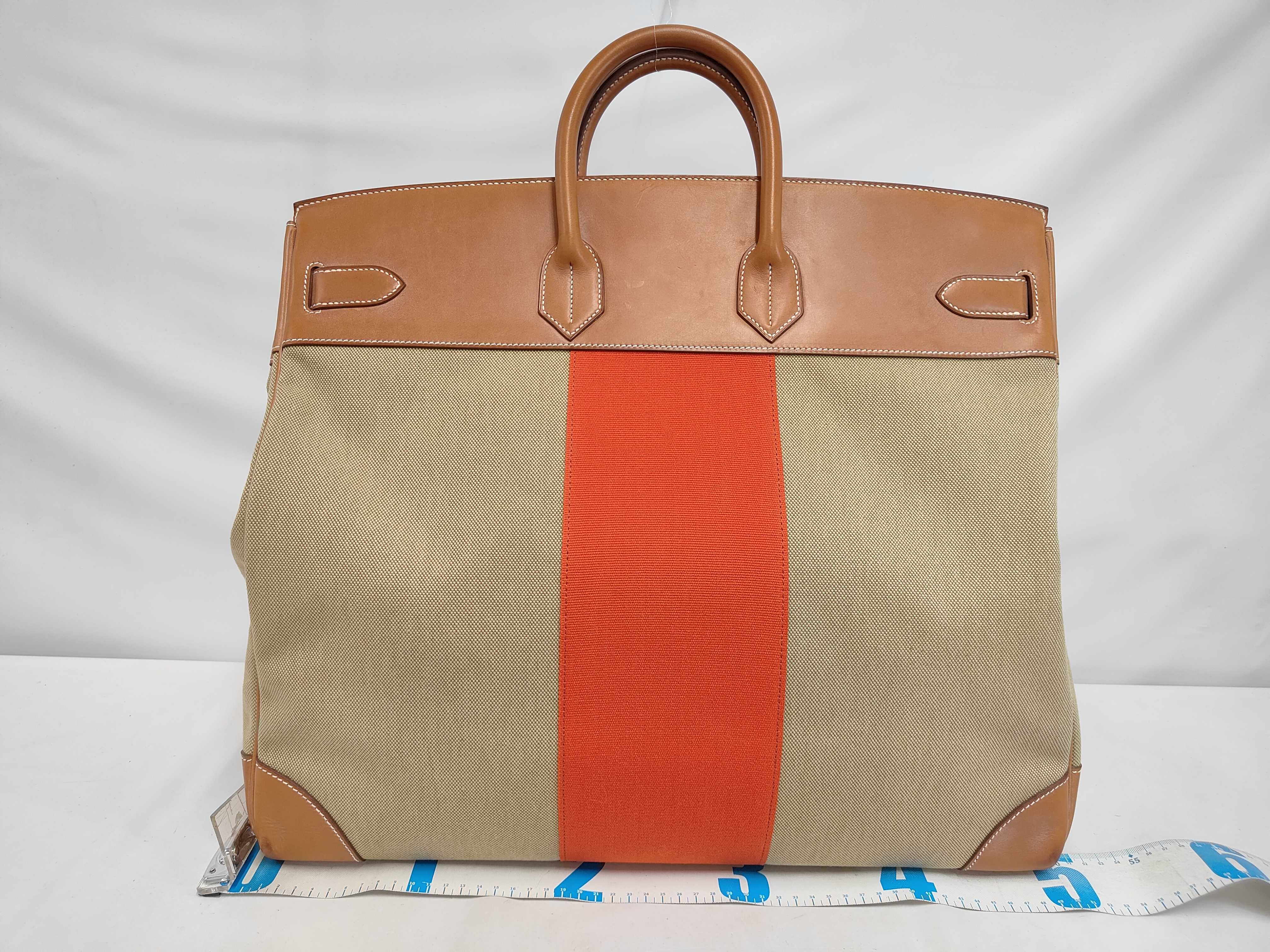 Haut à Courroies 50 Flag Canvas Brown Two-Tone Gold Hardware R Handbag — view 2