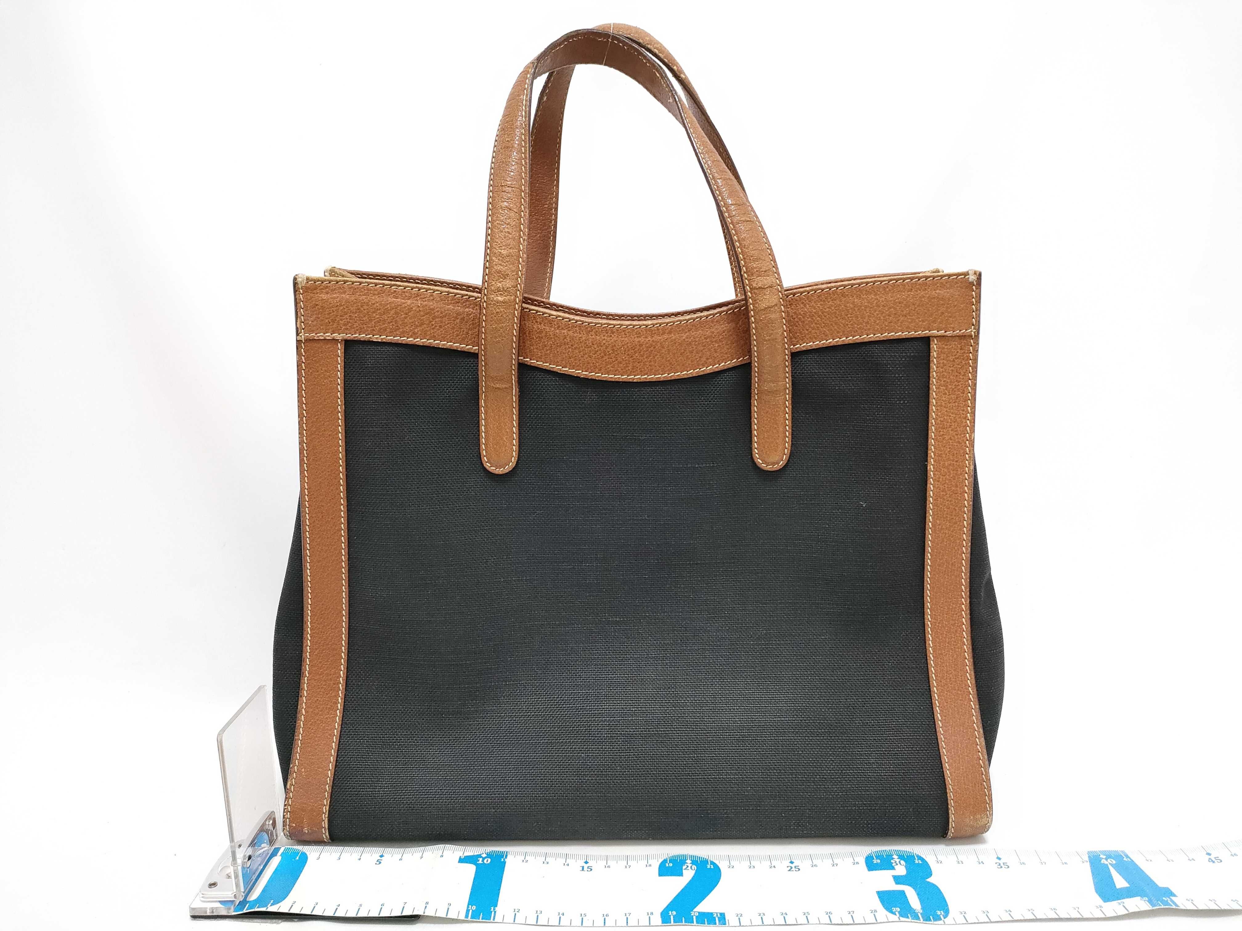 002 115 Tote Bag, Canvas and Leather, Black and Brown Tote Bag — view 2