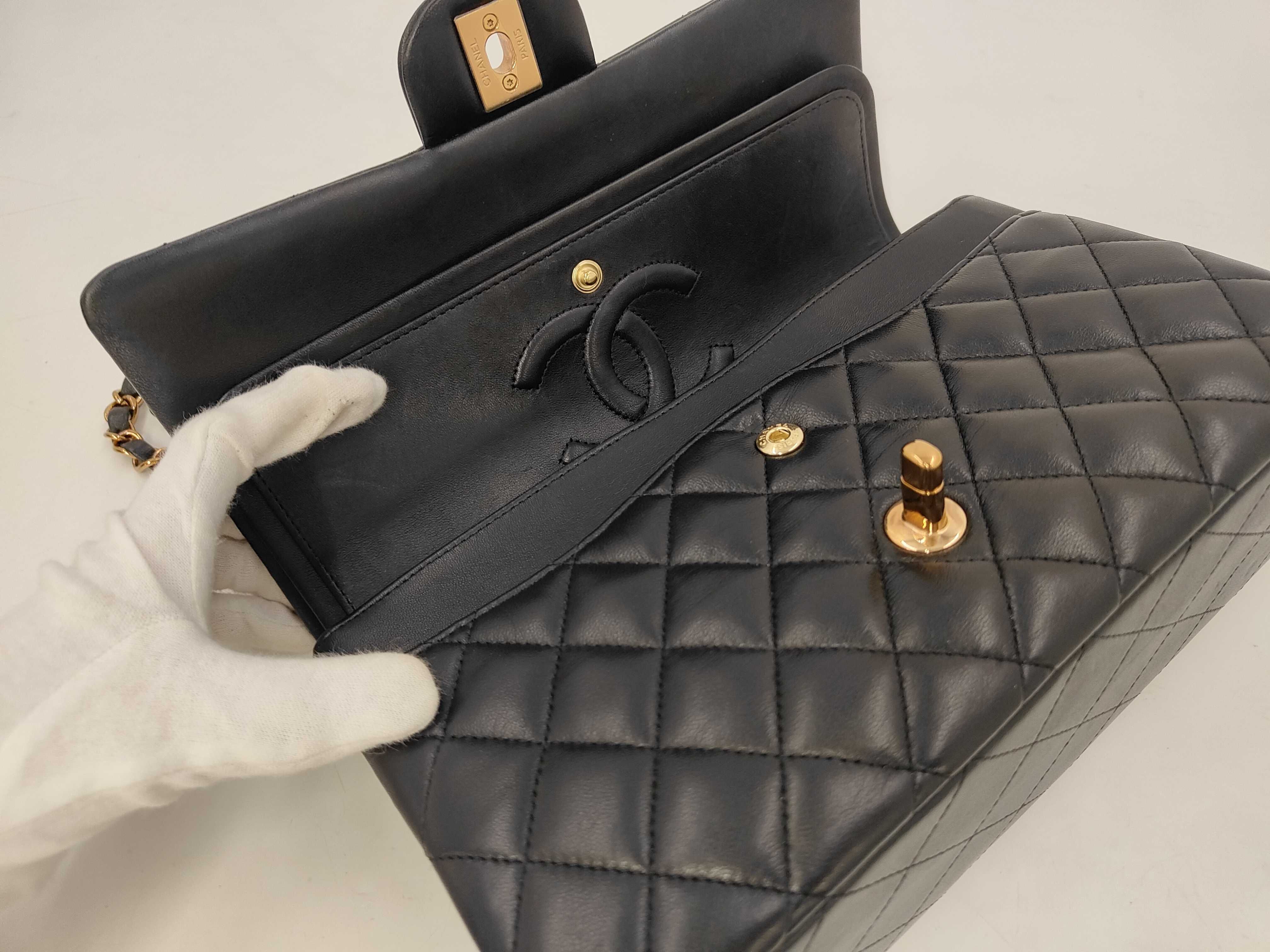 Matelassé Top Handle Flap Bag, Lambskin, Black, Gold Hardware, Shoulder Bag — view 7