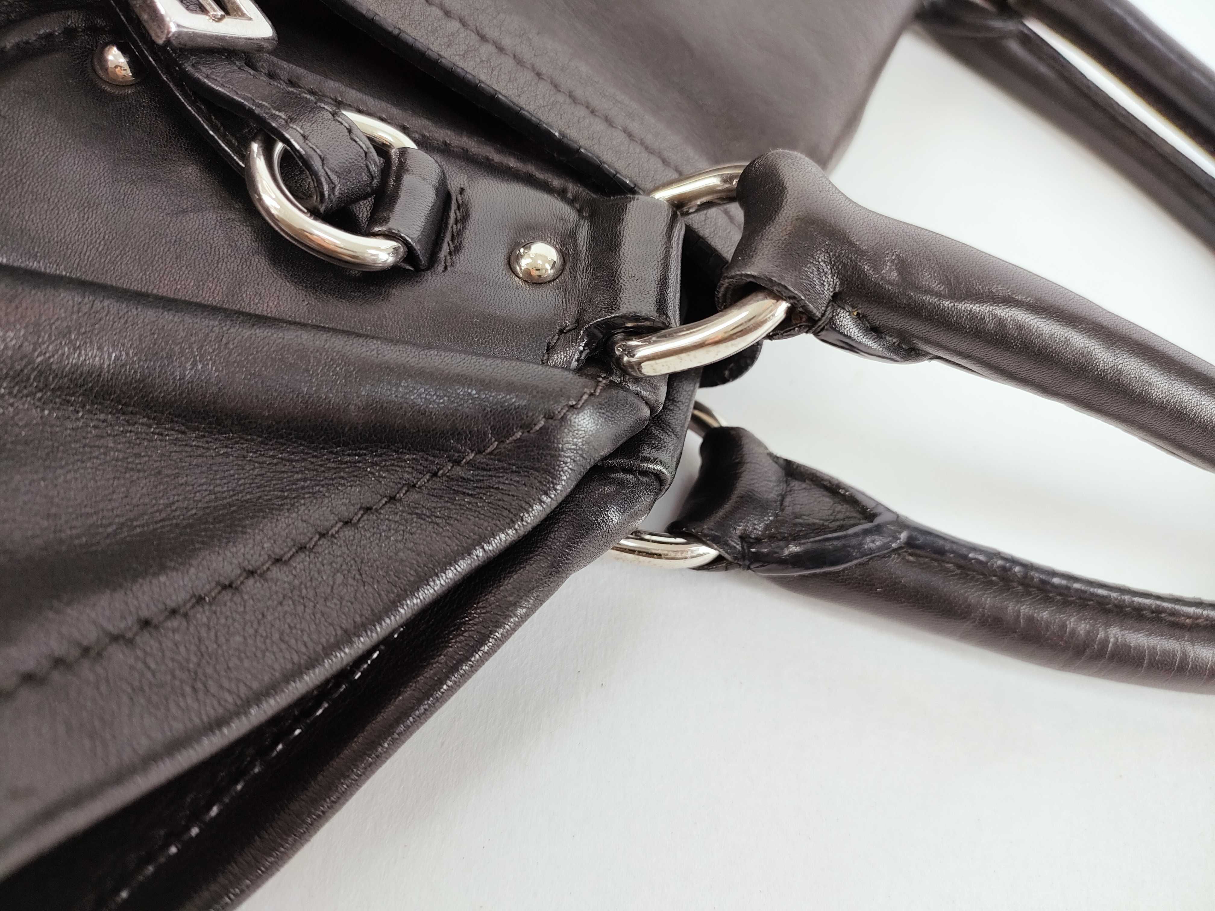 handbag, leather, black, with name tag. — view 5