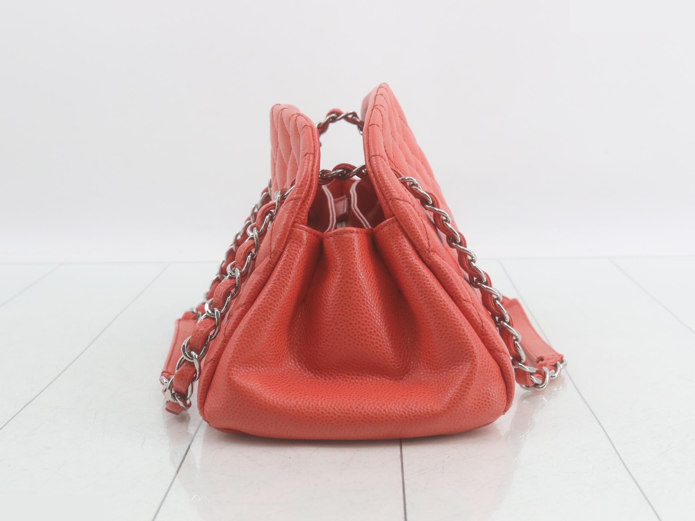 Matelassé Caviar Skin Chain Semi-Shoulder Bag — view 3