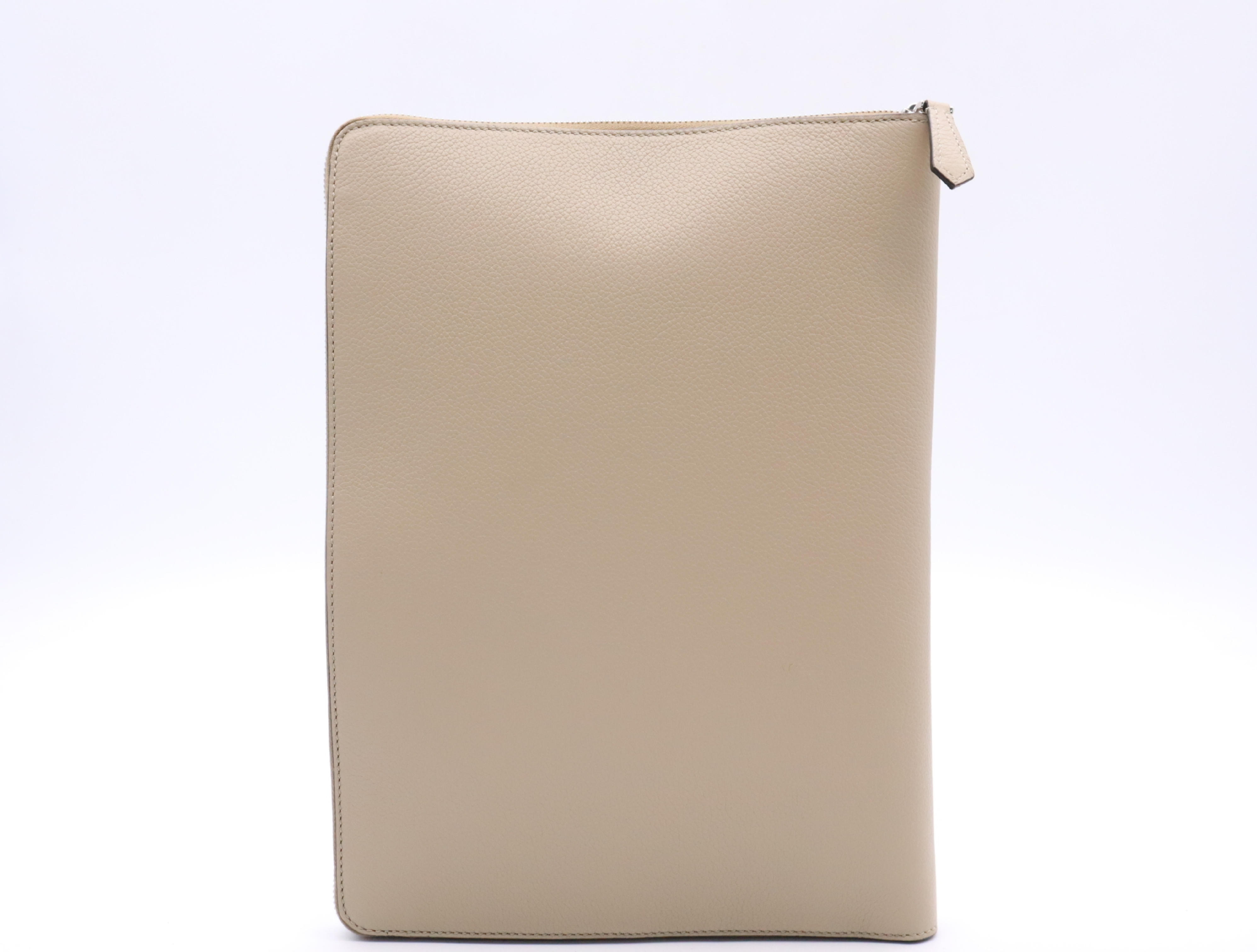7N0167 Fendi Logo Leather Clutch Bag, Beige, Silver Hardware, with Dust Bag. — view 2