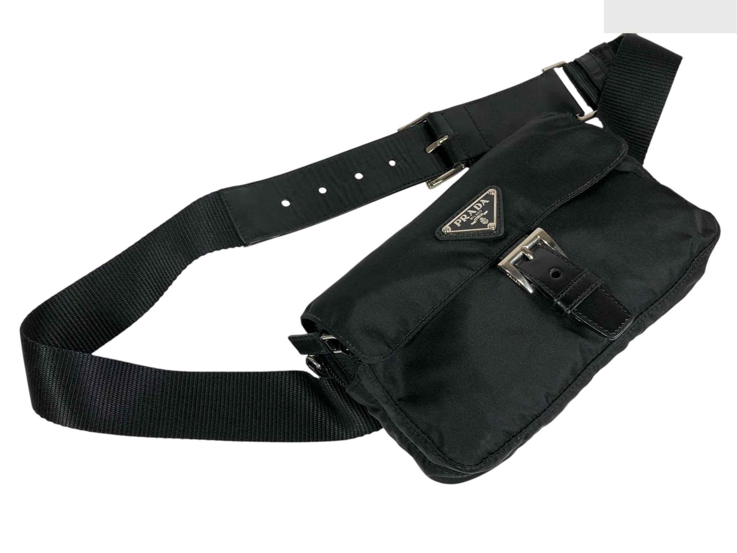 waist bag with triangular logo plate, body bag, made in Italy. — view 3