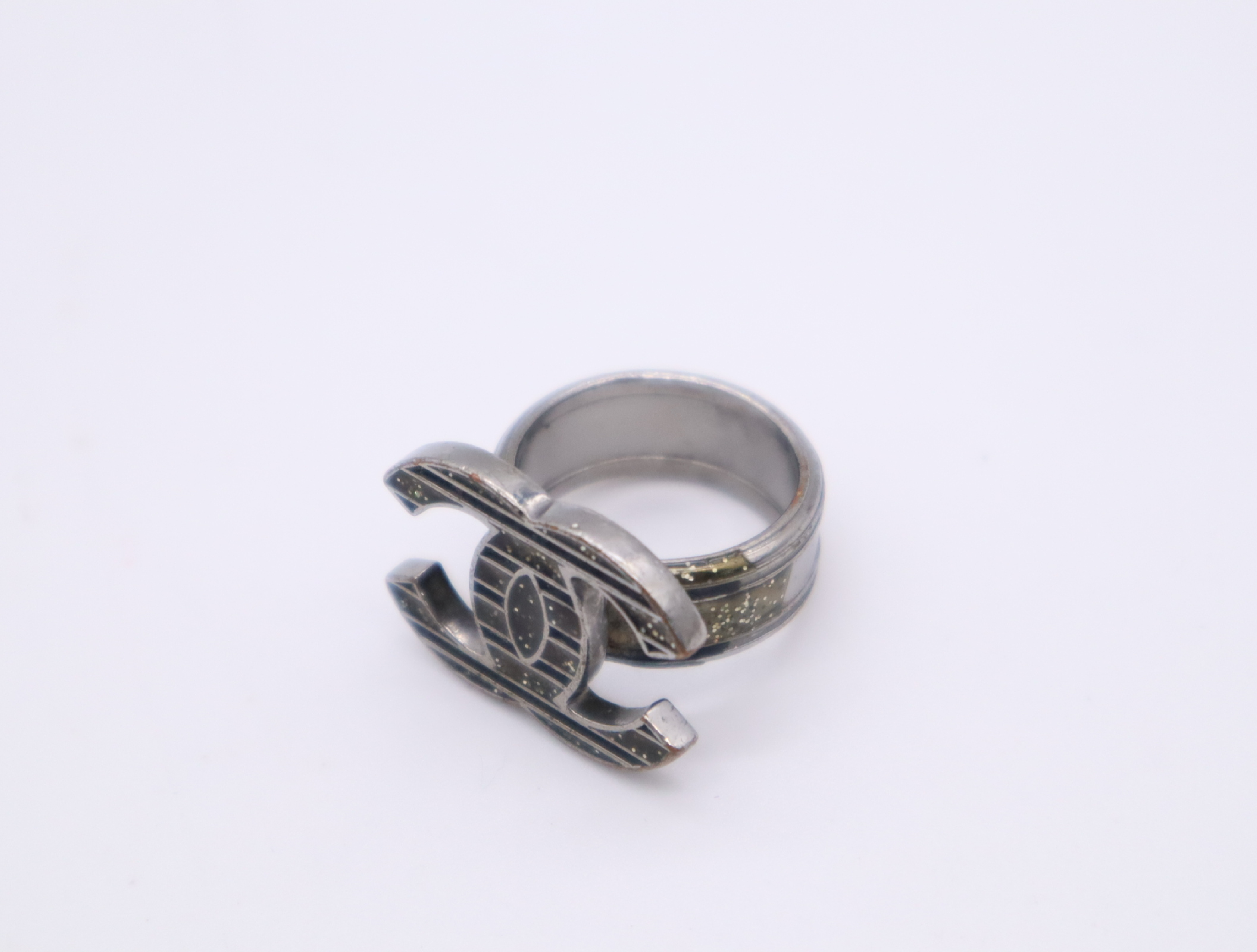 Metal GP Coco Mark Ring, Striped Glitter Ring