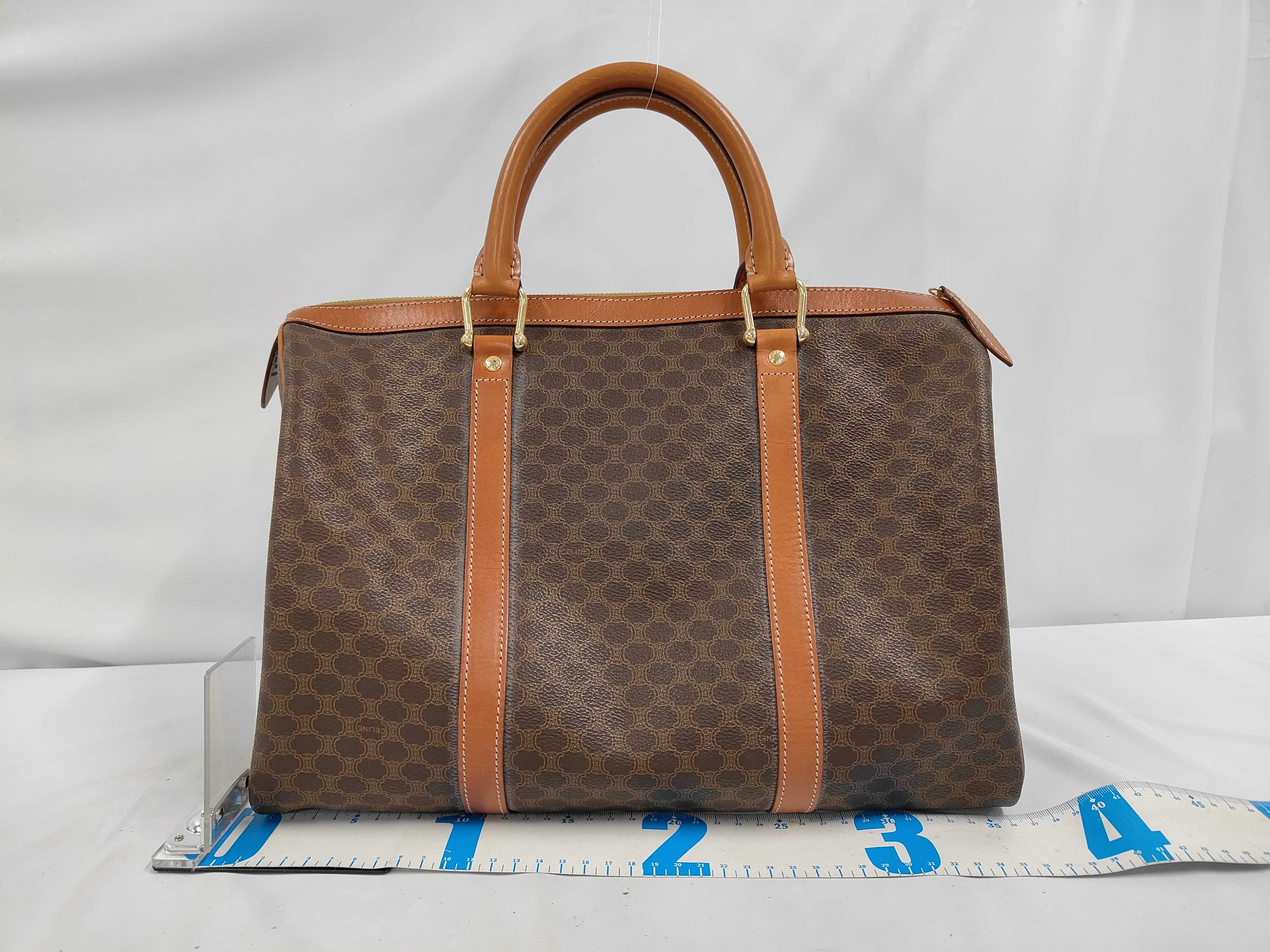 Brown Macadam Pattern Mini Boston Bag Handbag — view 2
