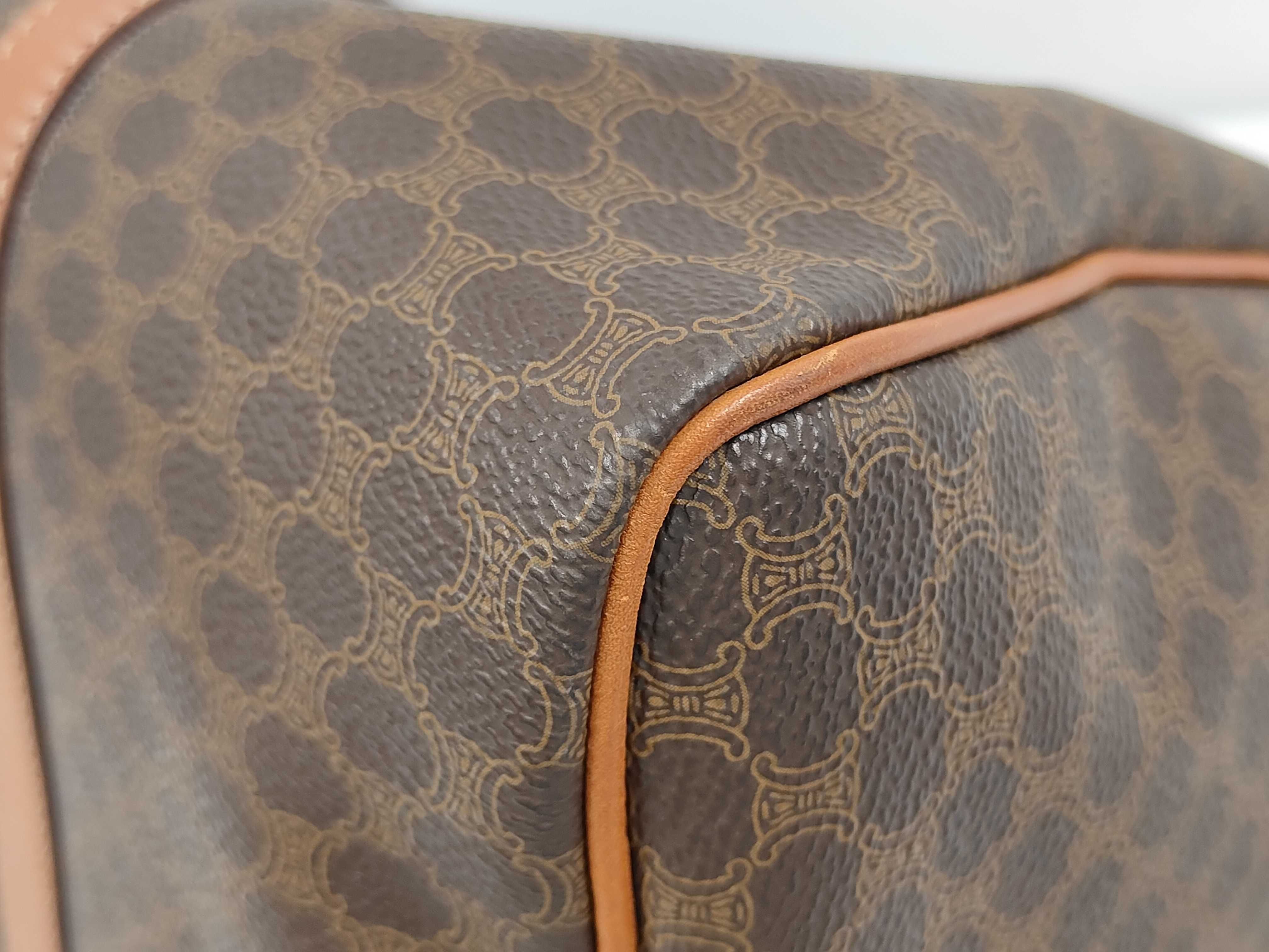 Brown Macadam Pattern Mini Boston Bag Handbag — view 4