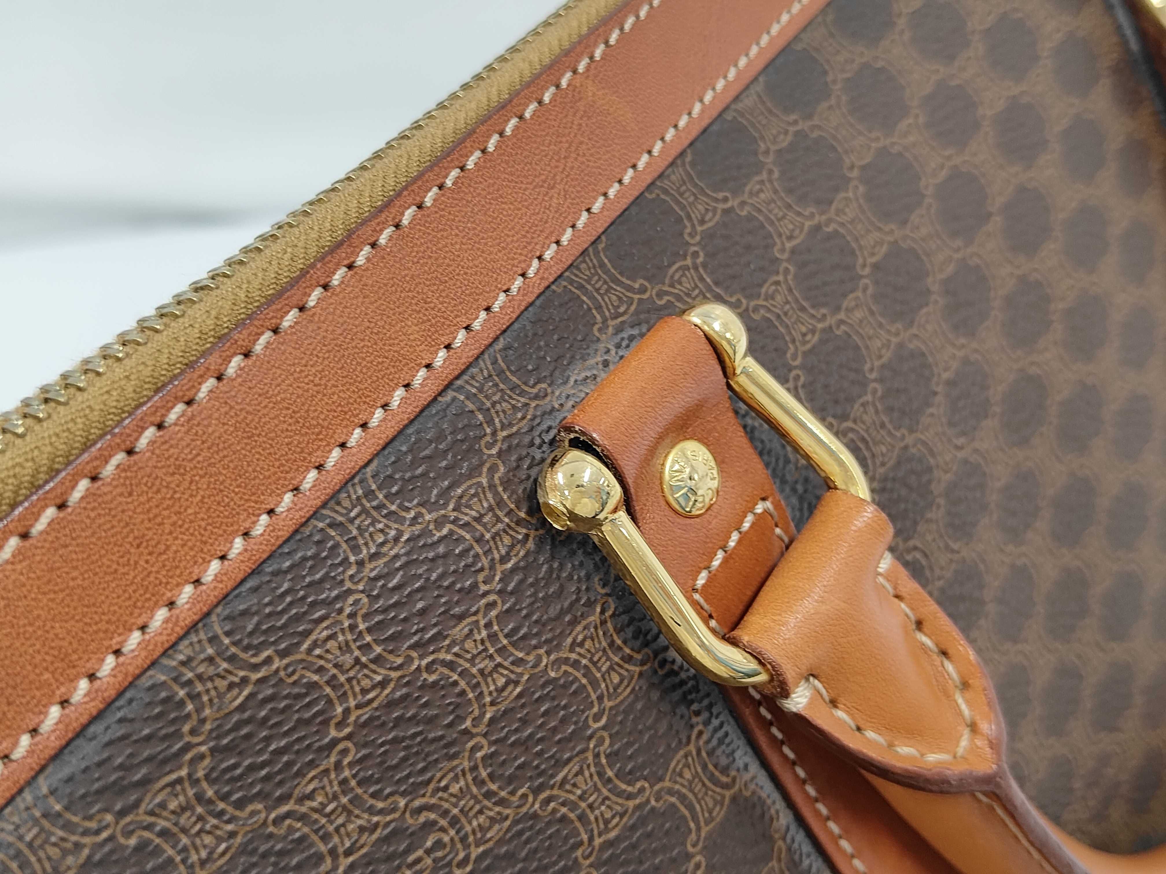 Brown Macadam Pattern Mini Boston Bag Handbag — view 6
