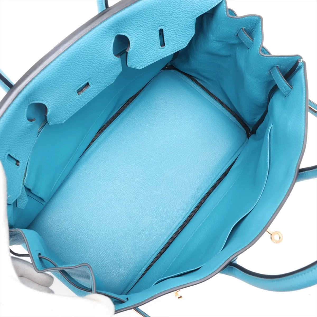 [Individually packaged] Hermes Birkin 35 Letournée Togo Turquoise Gold Hardware Q: 2013 — view 7