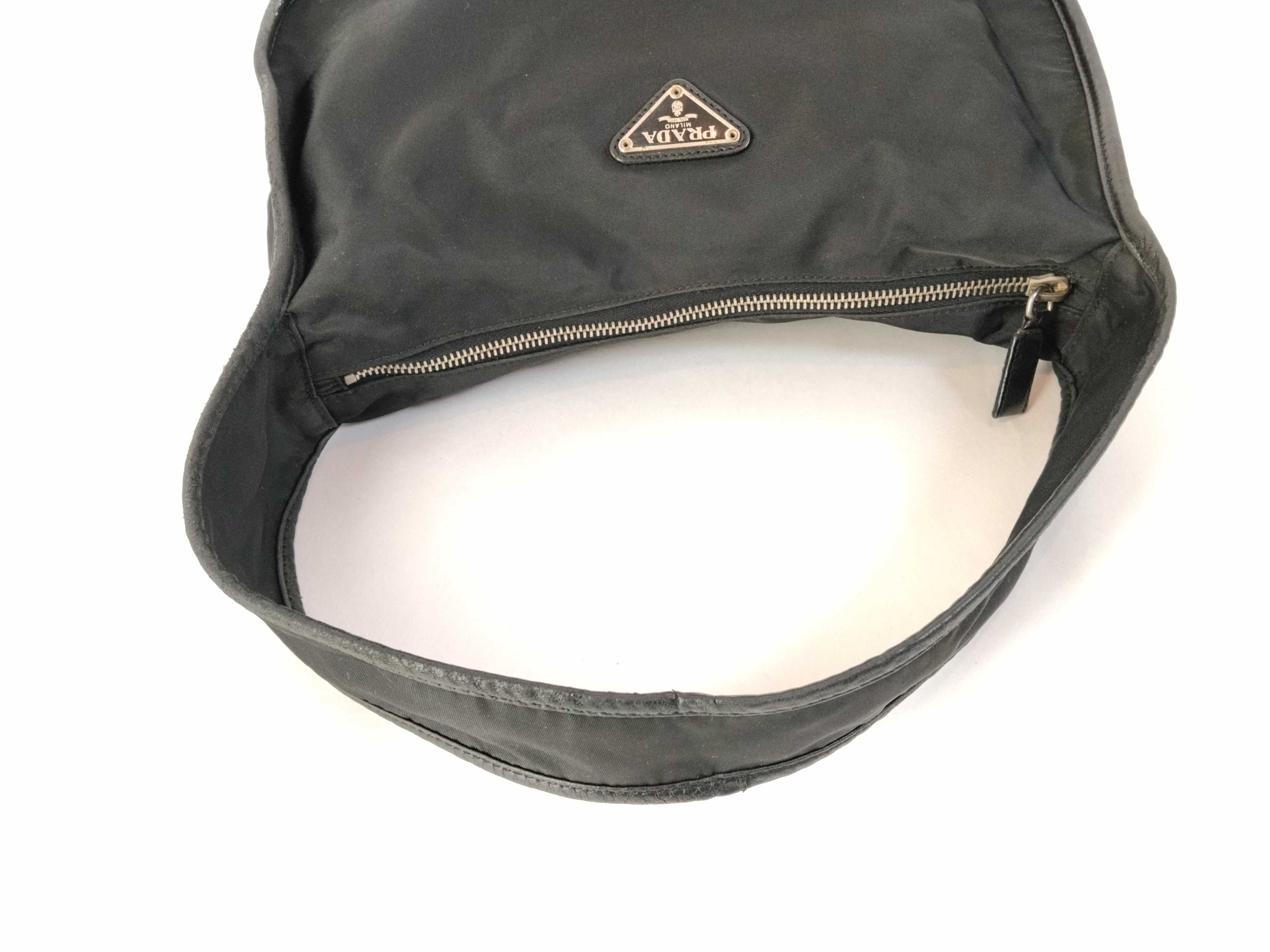 Nylon Prada Handbag One Shoulder Bag Leather Nylon Black Handbag — view 3