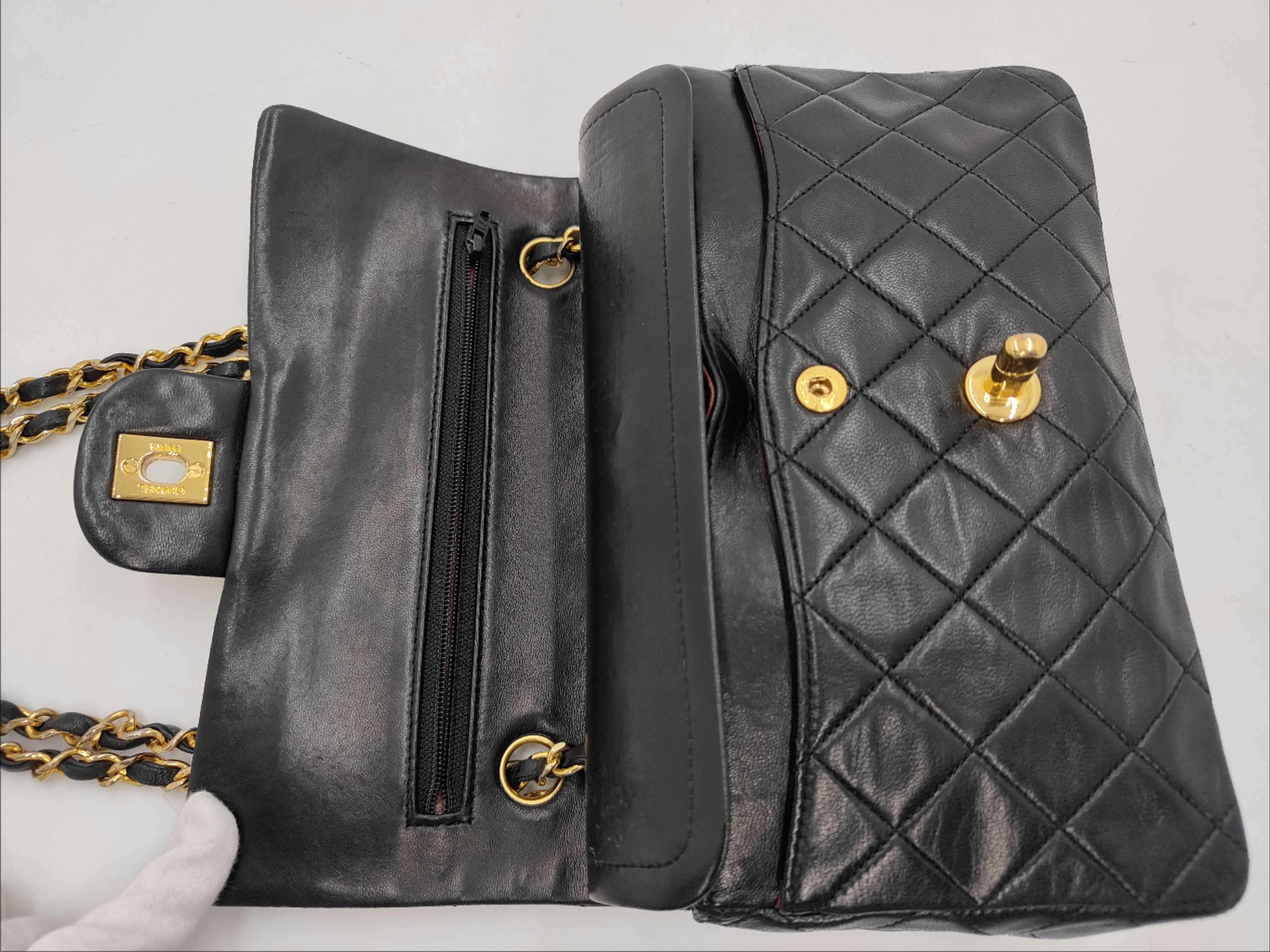 Matelassé Double Flap 23 Lambskin Leather Bag with Gold Hardware, Black, Series 2, Chain Strap [Stamp Included] Shoulder Bag — view 8
