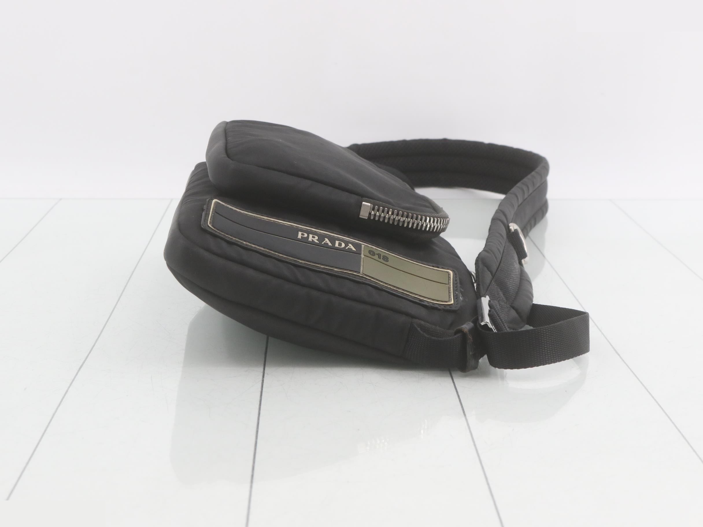 nylon Tessuto leather shoulder bag with rubber logo and pocket (recent model) — view 3