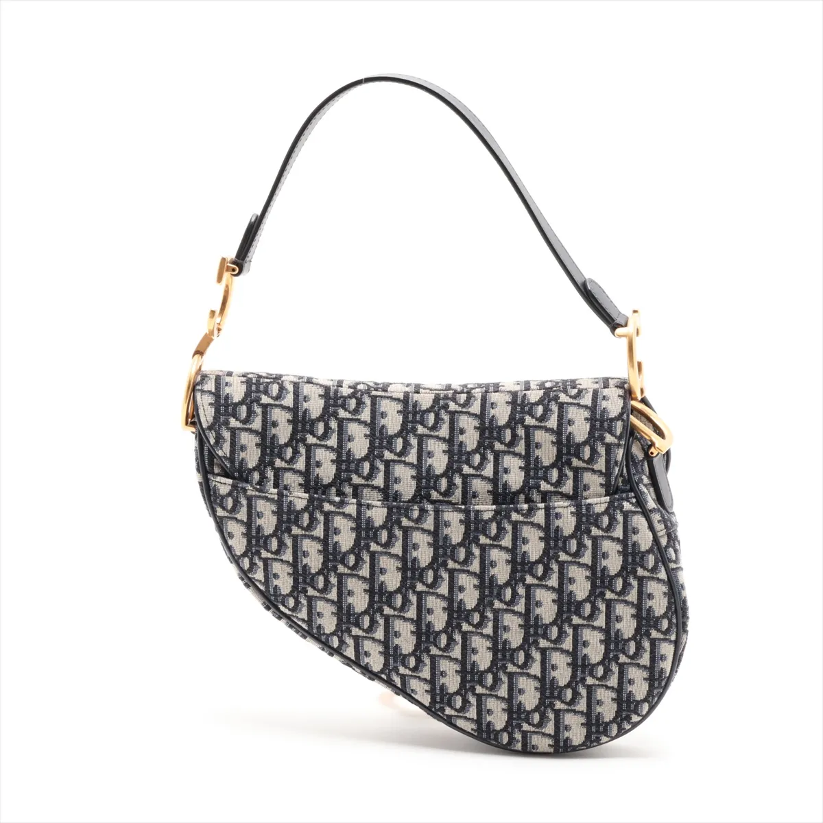 Oblique Saddle Bag Canvas x Leather Shoulder Bag Navy — view 2