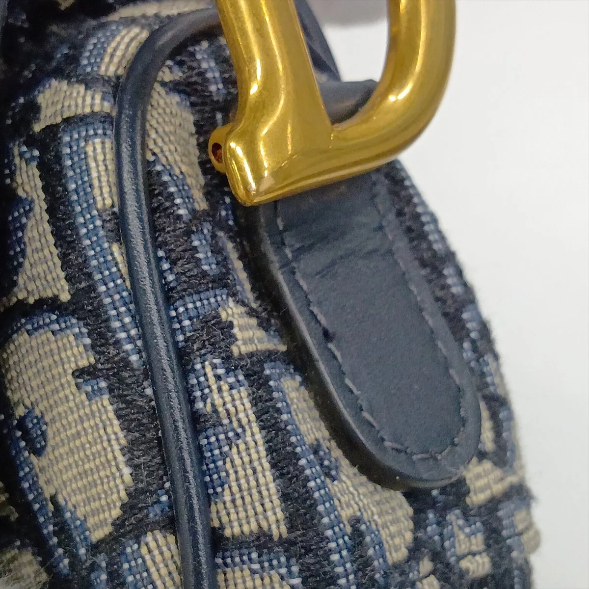 Oblique Saddle Bag Canvas x Leather Shoulder Bag Navy — view 15