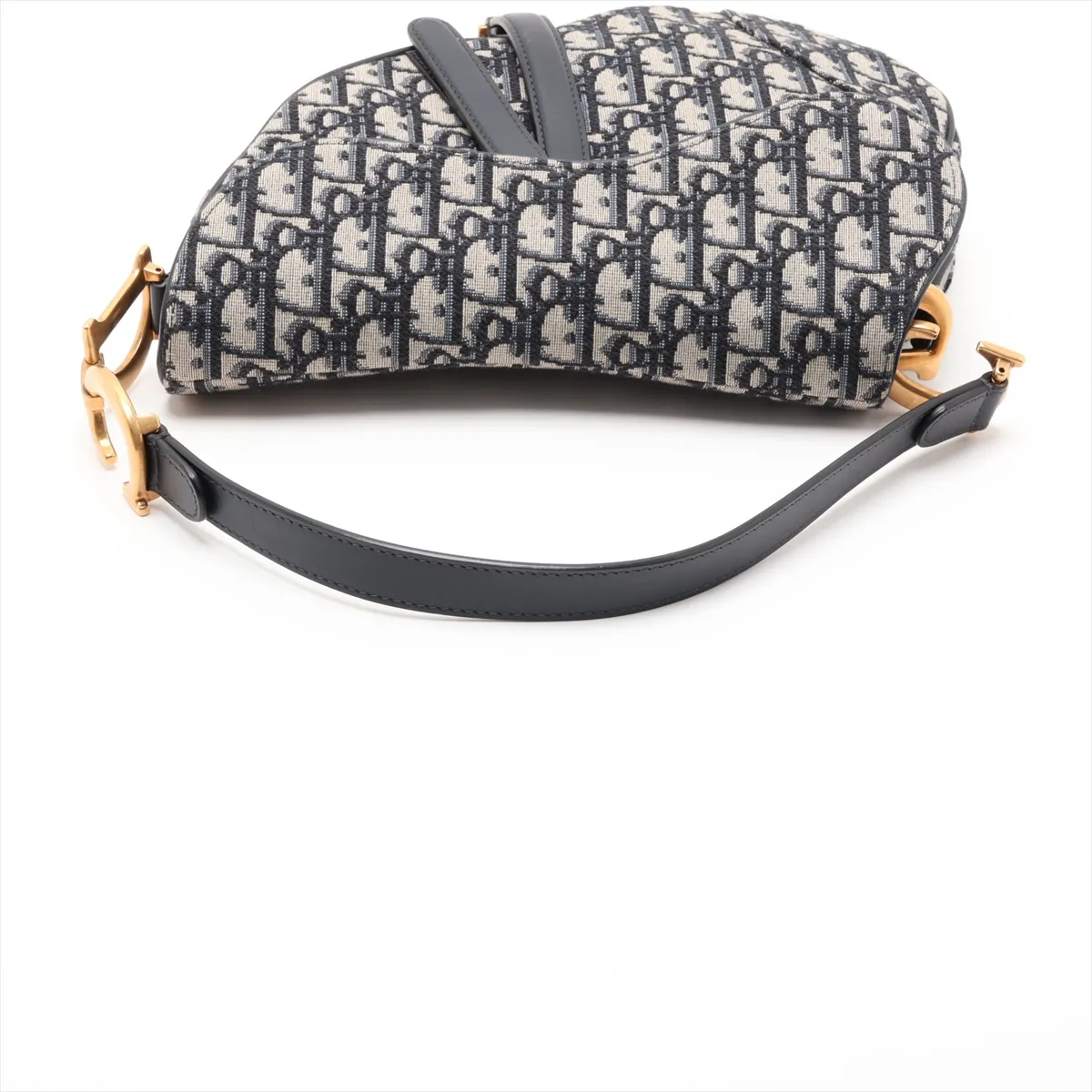 Oblique Saddle Bag Canvas x Leather Shoulder Bag Navy — view 5